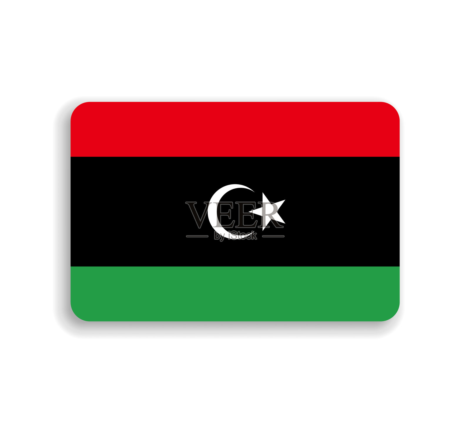 利比亚的圆角矩形国旗插画图片素材