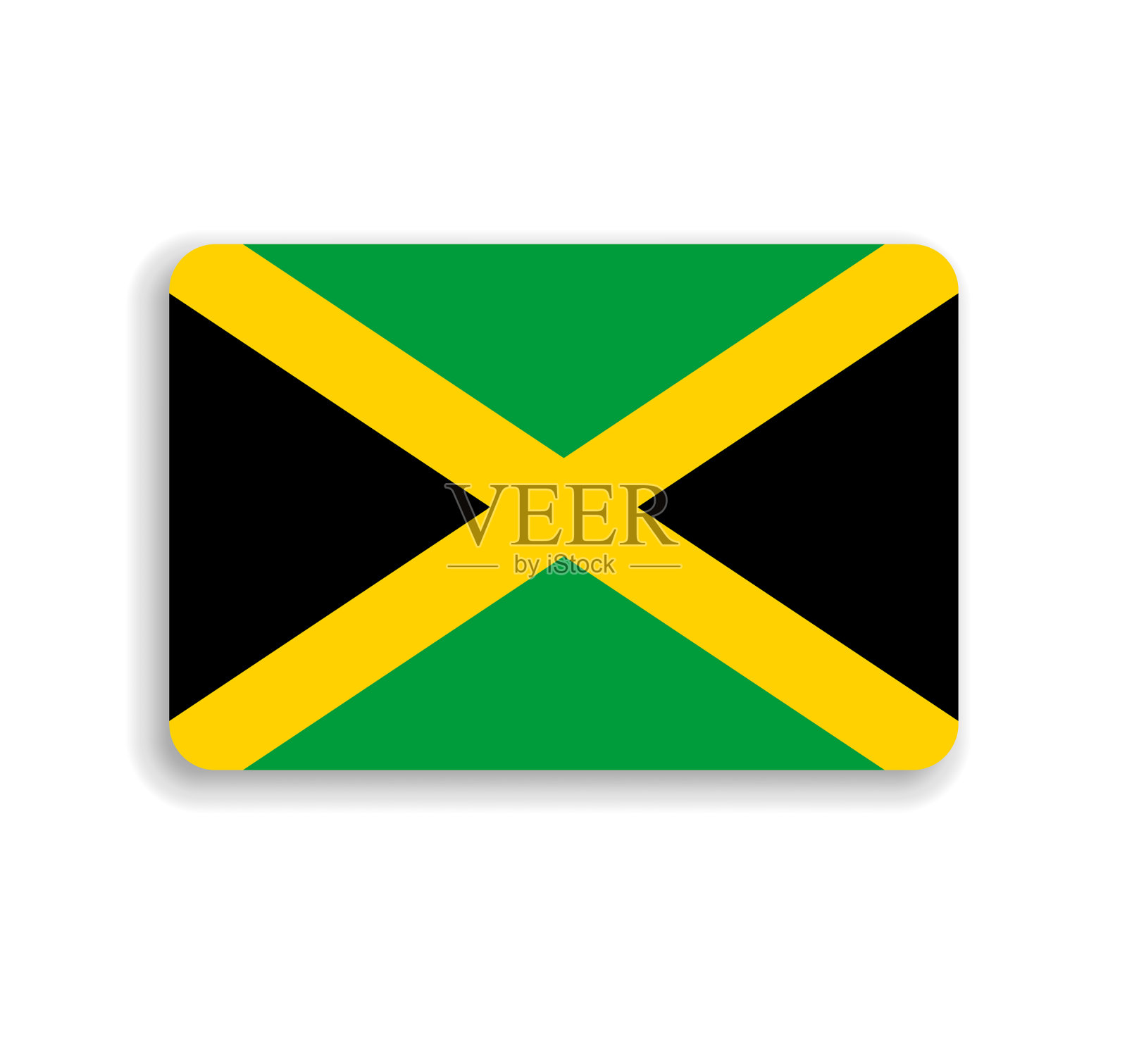 牙买加的圆角矩形国旗插画图片素材
