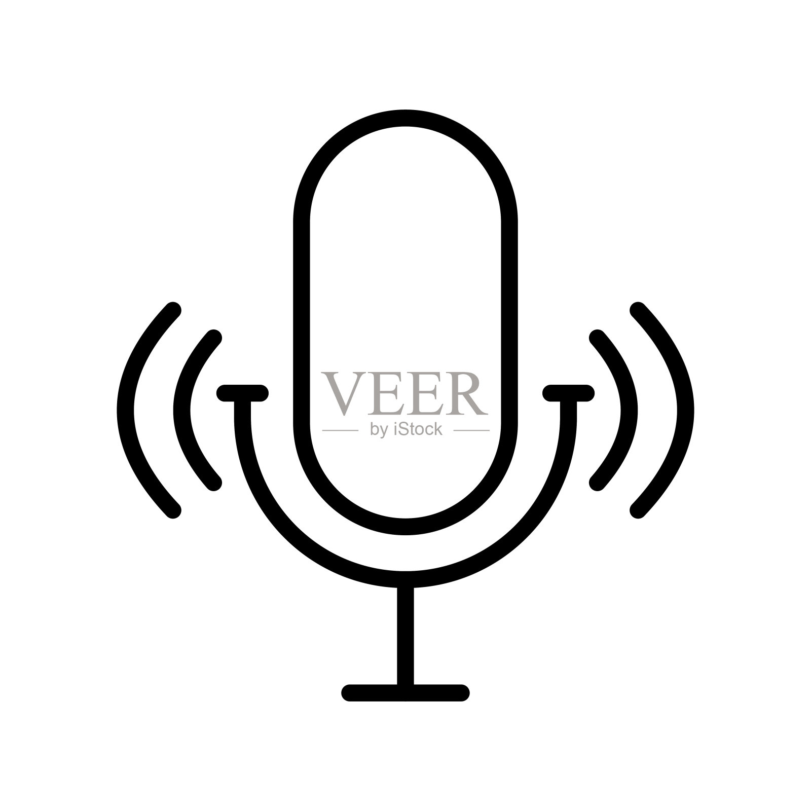 麦克风。线路图标，黑色，麦克风图标。矢量图标。插画图片素材