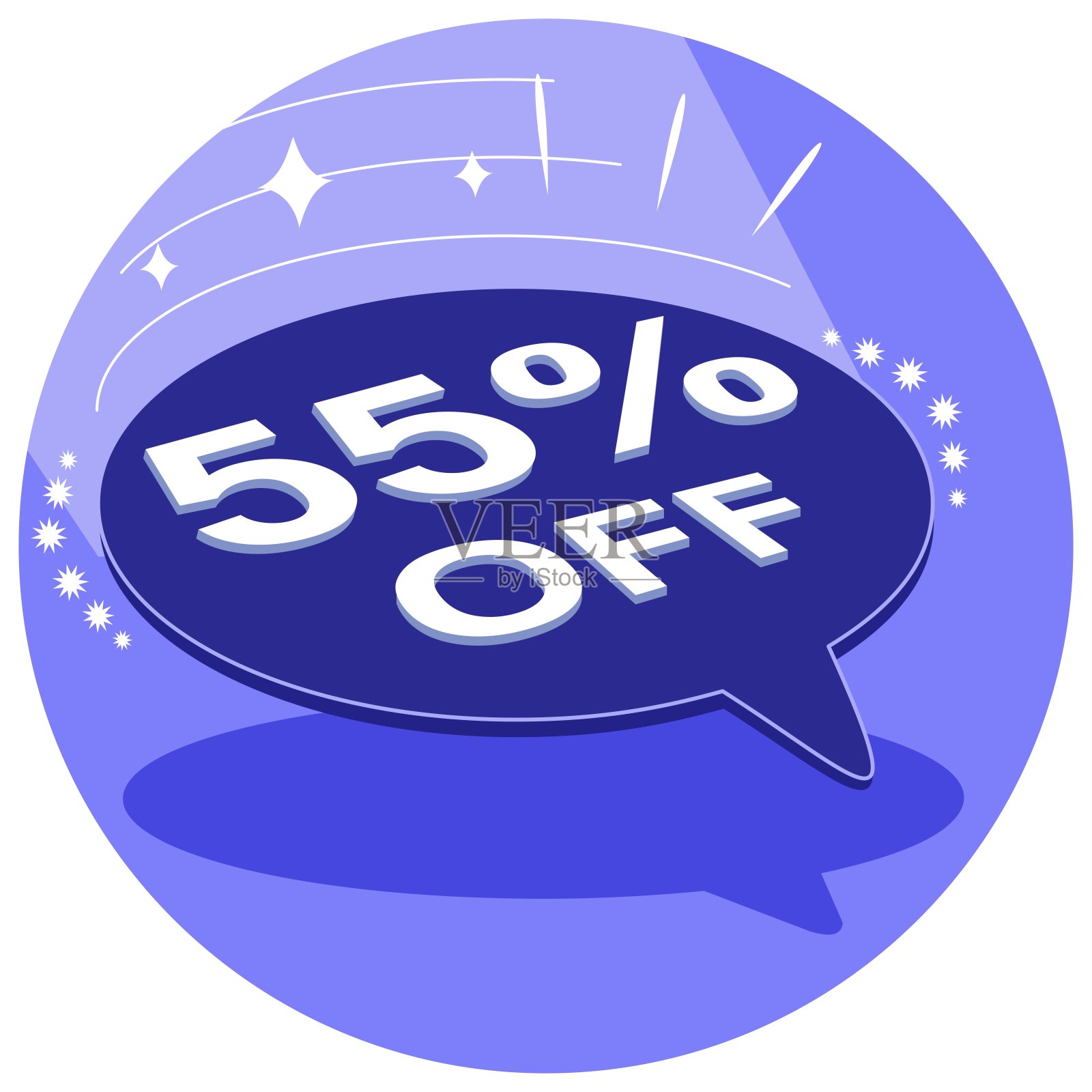 销售标签55% 55%的3D，矢量插图，气球形状，艺术。插画图片素材