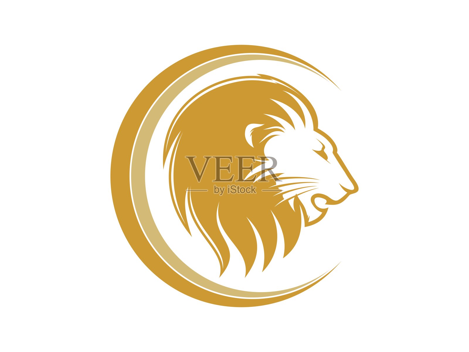 带狮子头的金色旋风插画图片素材