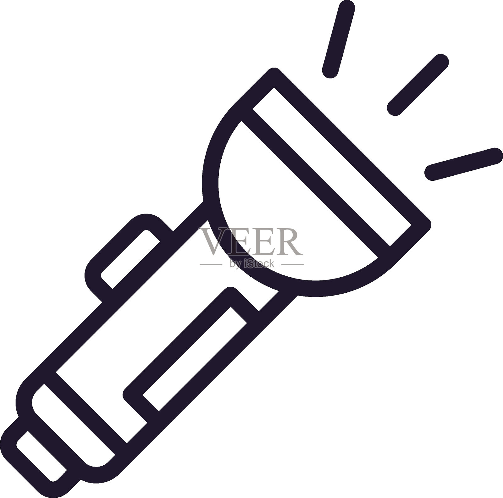 手电筒概念。适用于徽标、移动应用程序、在线商店和网站的单个高级可编辑笔画象形图。矢量符号，在白色背景上隔离。插画图片素材