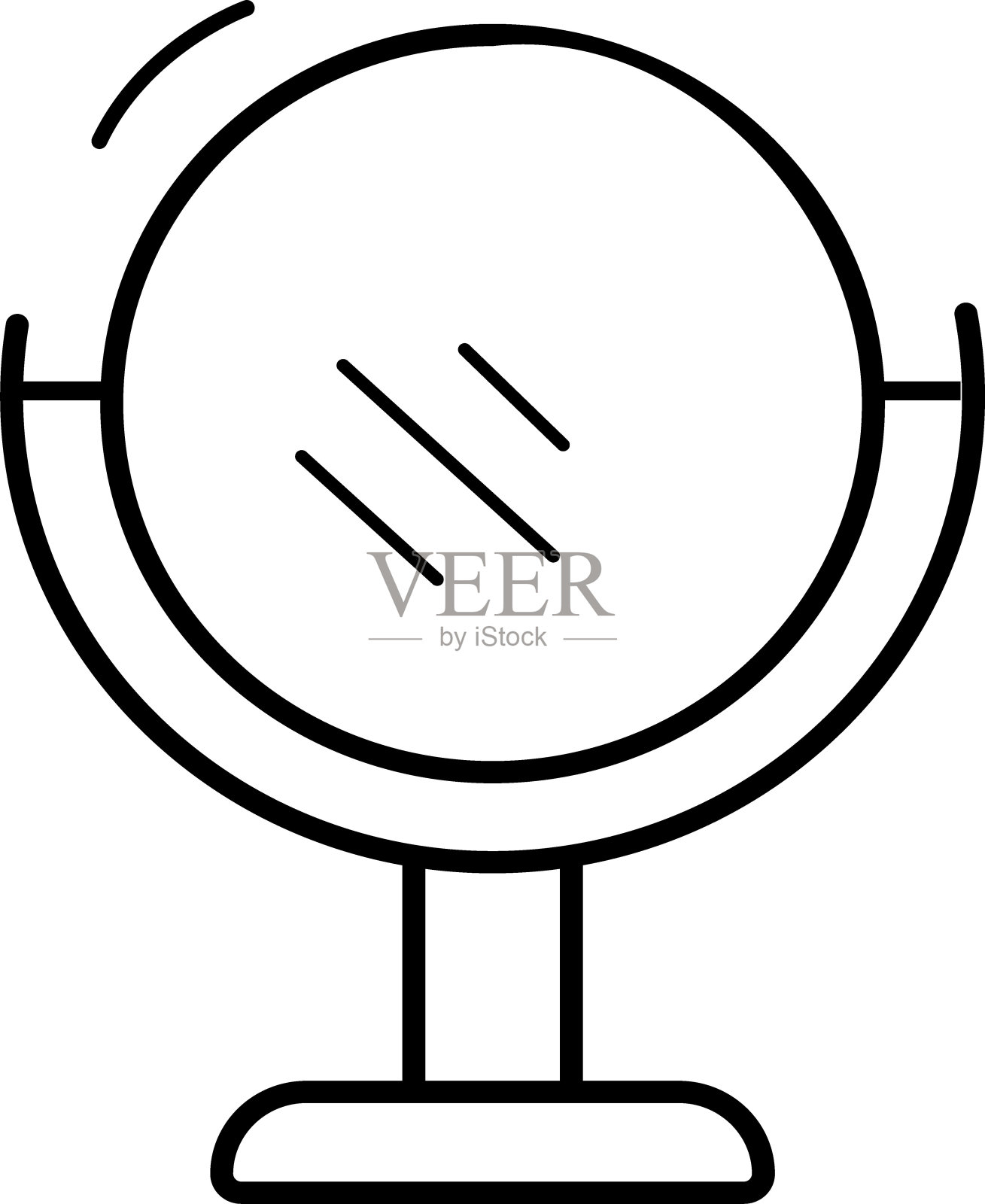 镜子图标。矢量插图的镜子上的立场。白色背景上孤立的轮廓。可编辑的中风。矢量图标。插画图片素材