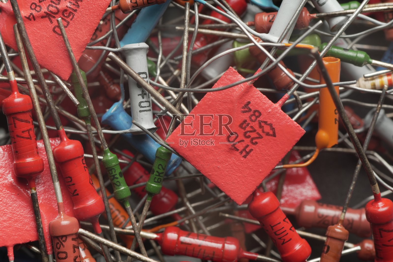 旧技术，无线电元件，电阻照片摄影图片