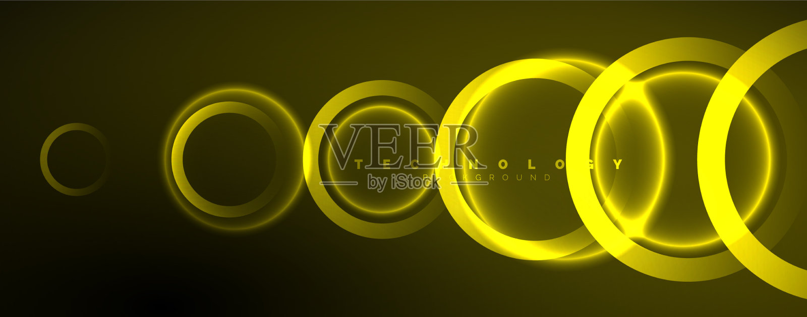 霓虹灯闪亮的圆圈抽象背景技术插画图片素材