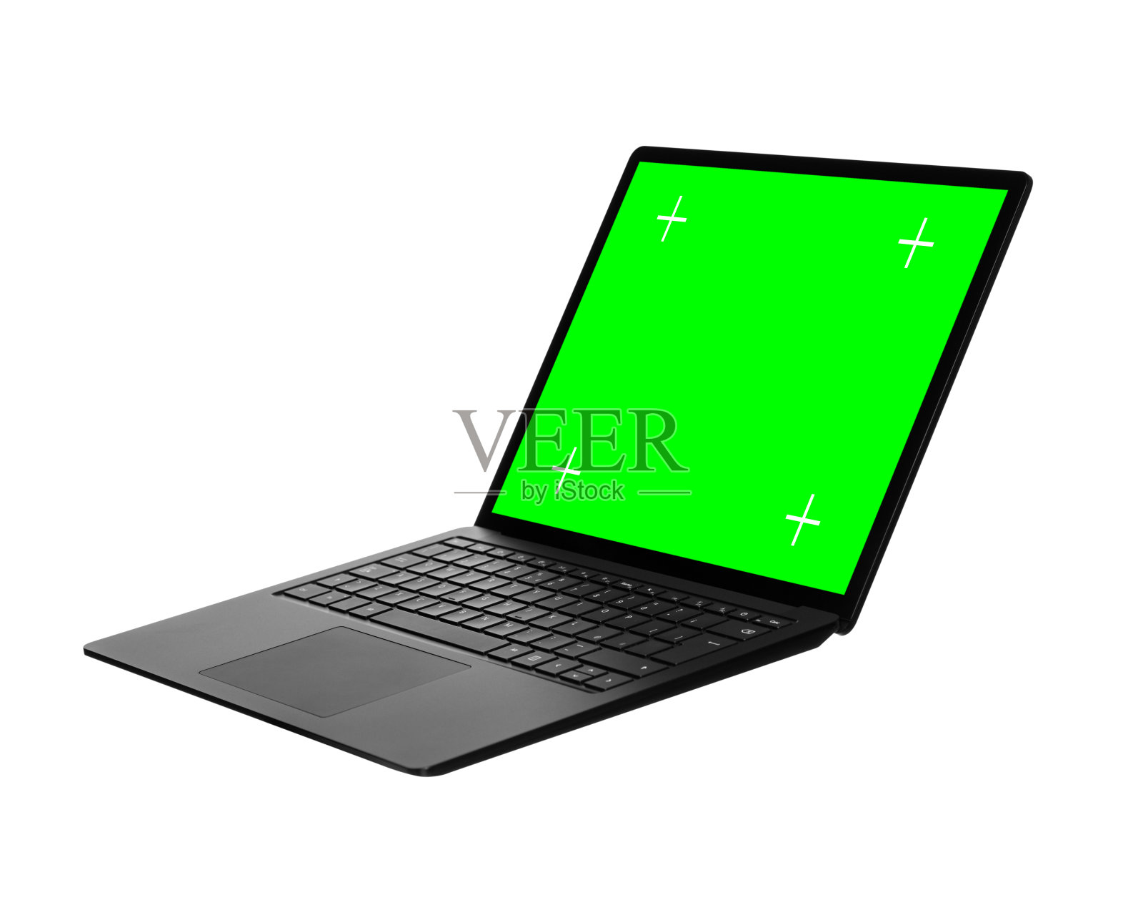 便携式笔记本电脑，白色背景绿色屏幕的超级本照片摄影图片