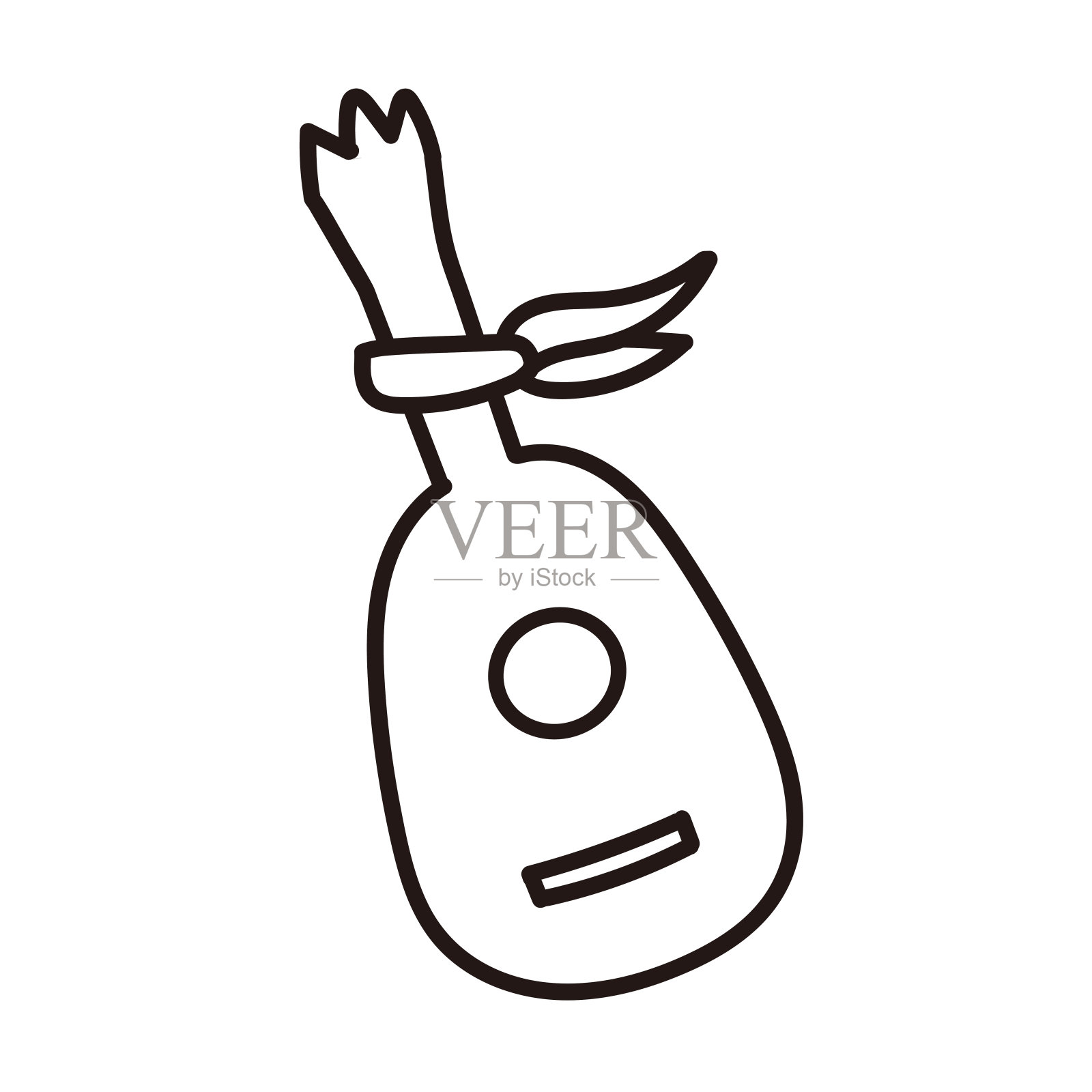 可爱的菠萝尤克里里线条绘制插图插画图片素材