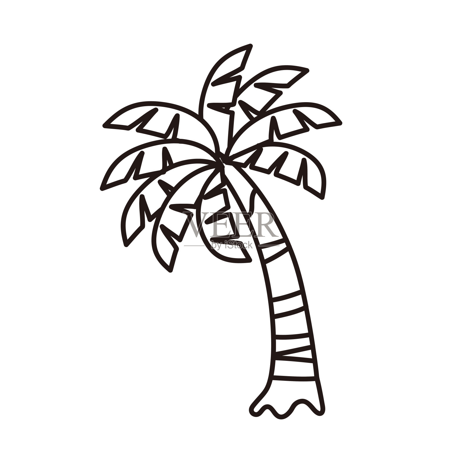 线条画插图可爱的棕榈树插画图片素材