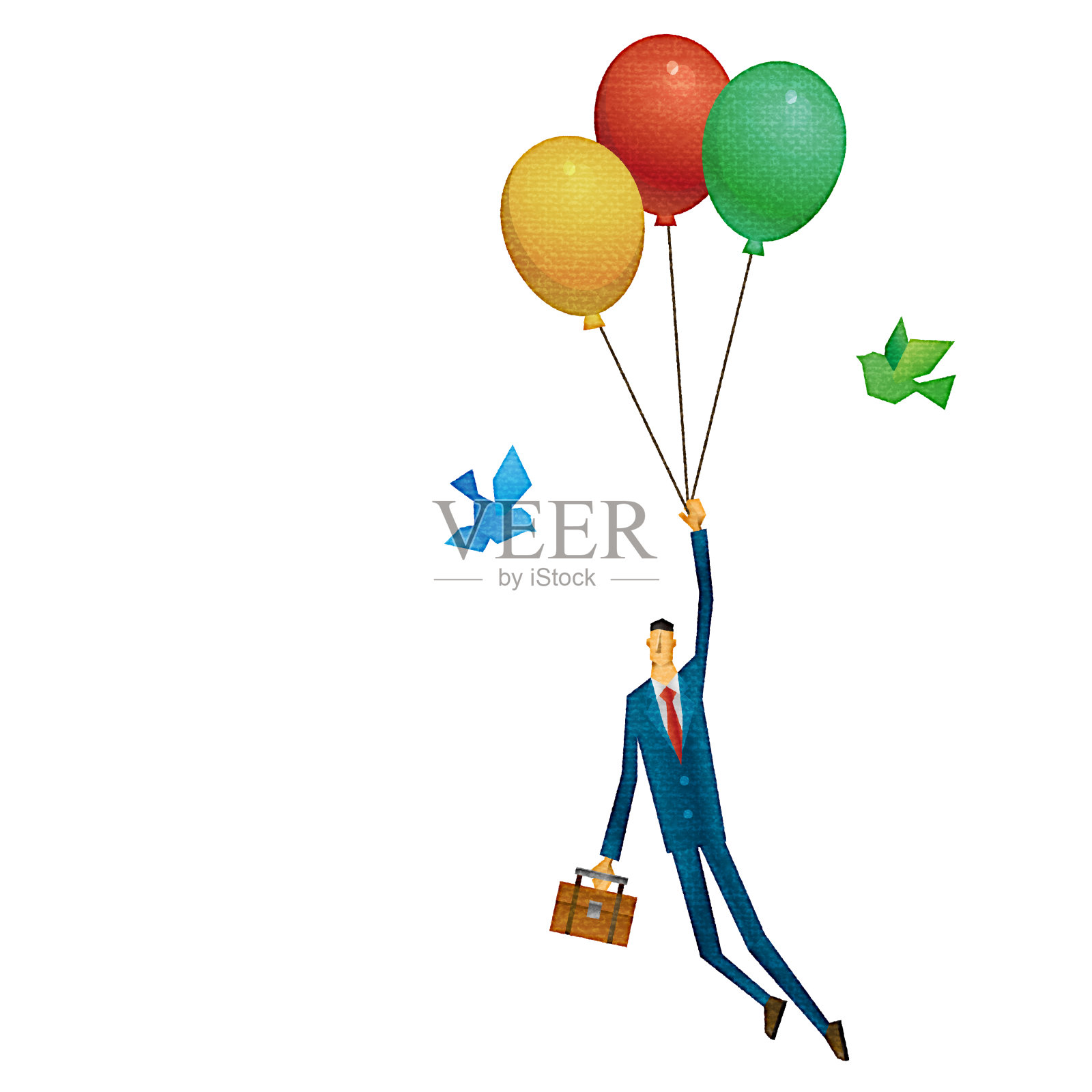 气球和商人插画图片素材