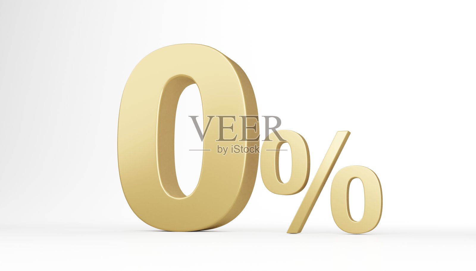 黄金3d零百分比或0数字隔离在白色背景。3d渲染图照片摄影图片