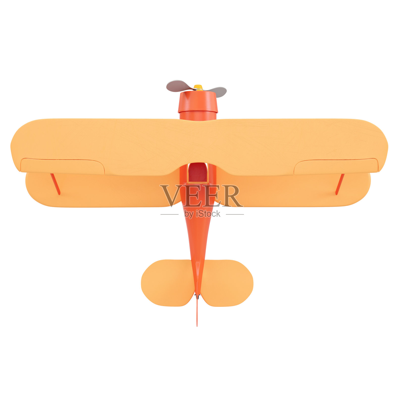 卡通风格的双翼飞机孤立在白色背景照片摄影图片