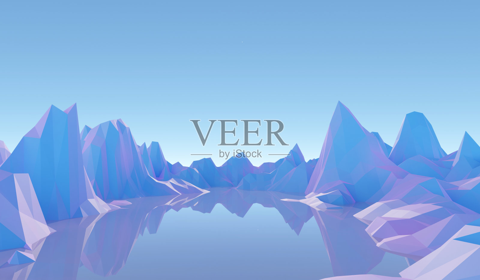 柔和的山脉低多边形风格3d渲染。3d蓝山背景。概念3d蓝山背景照片摄影图片