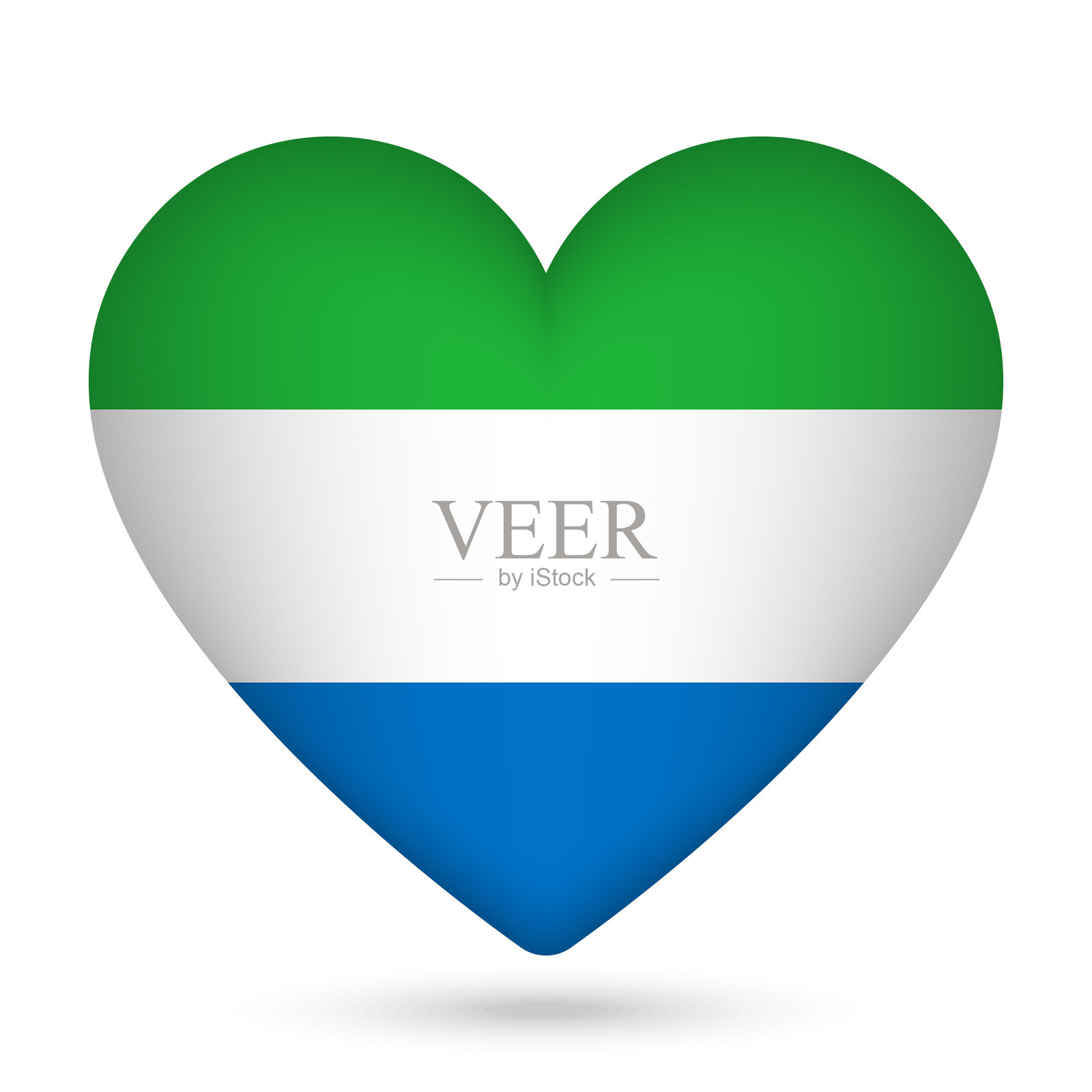 心形的塞拉利昂国旗。矢量插图。插画图片素材