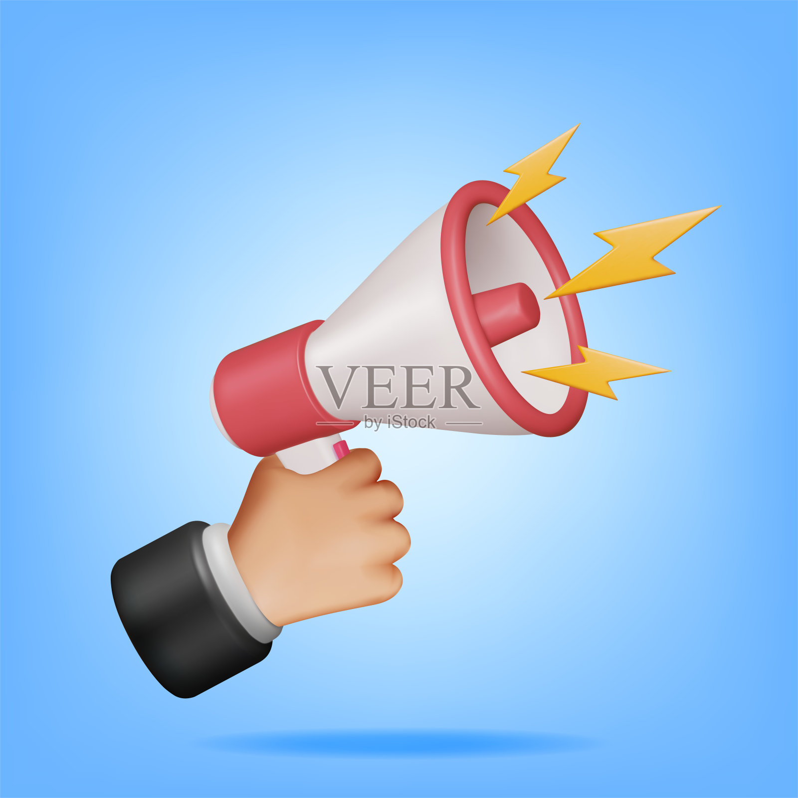 3D扩音器在手隔离插画图片素材