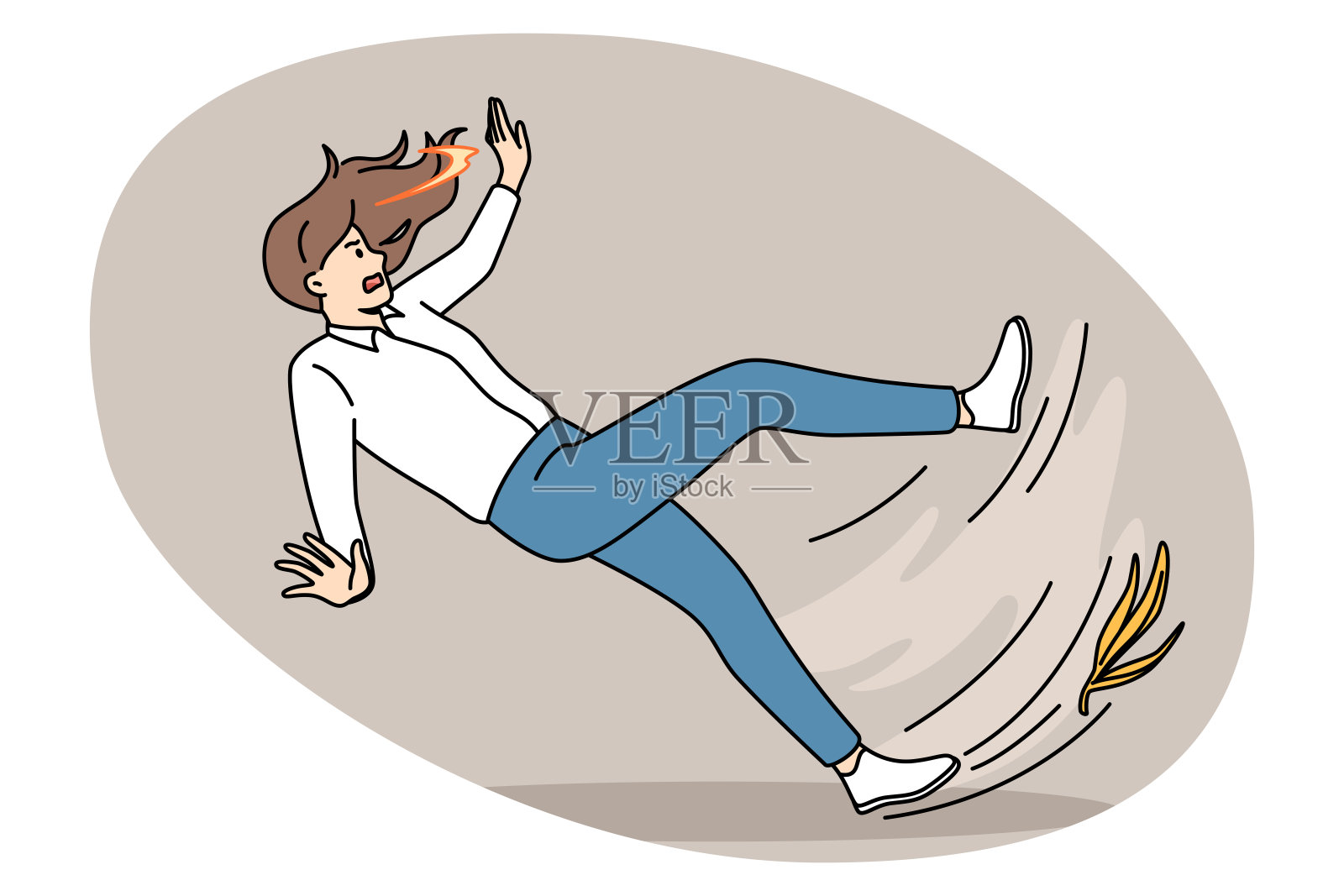 摔倒和滑地板的概念插画图片素材