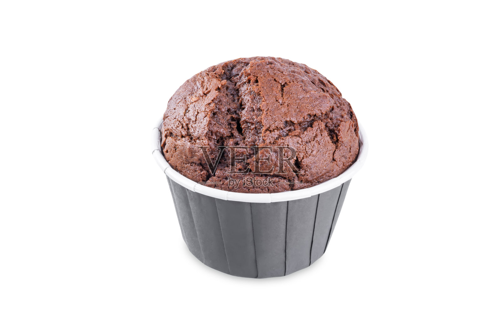 新鲜的巧克力松饼，白色孤立的背景照片摄影图片