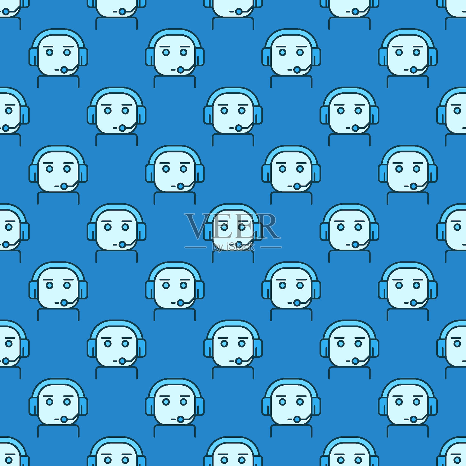 支持服务聊天机器人矢量彩色无缝图案插画图片素材