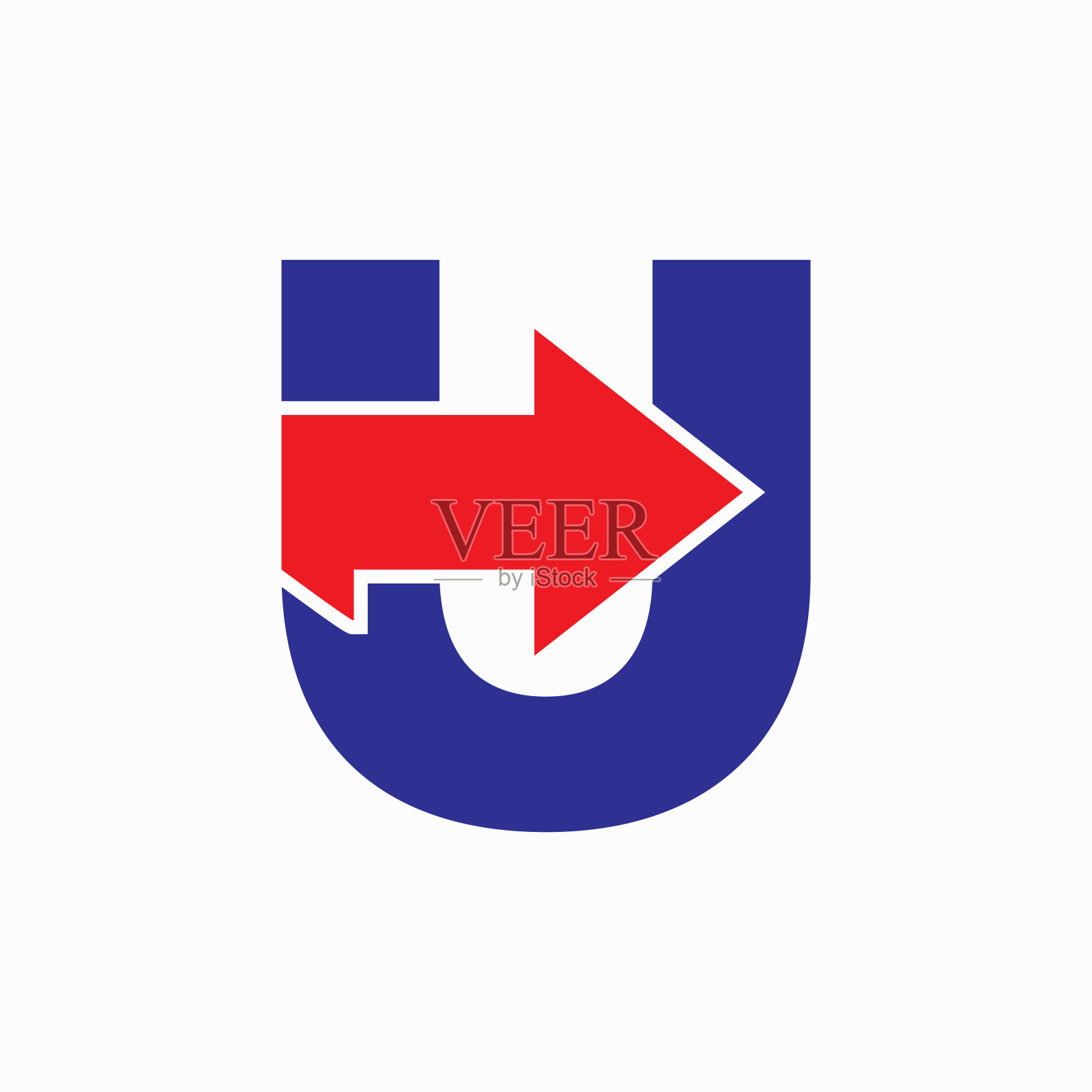 字母U与箭头图标，金融增长标志设计插画图片素材