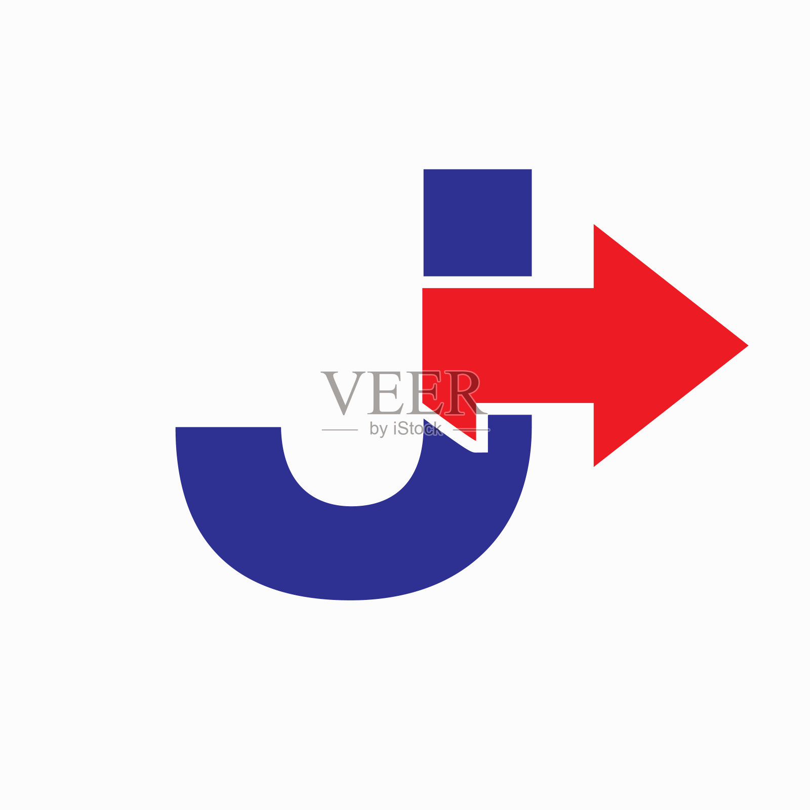 字母J与箭头图标，金融增长标志设计插画图片素材