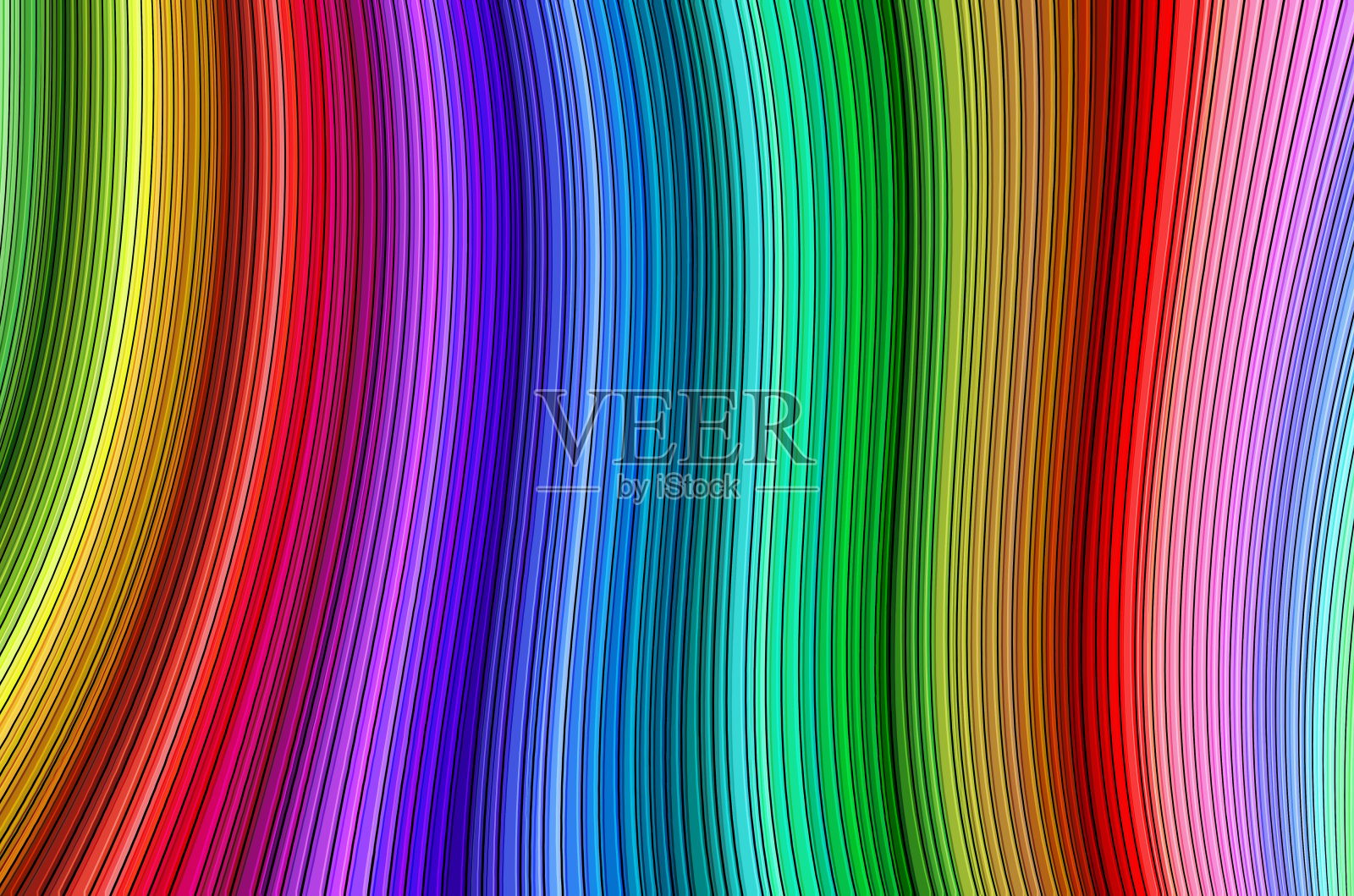 波浪中的彩色条纹看起来像3d渲染插图一样丰富多彩的纹理插画图片素材