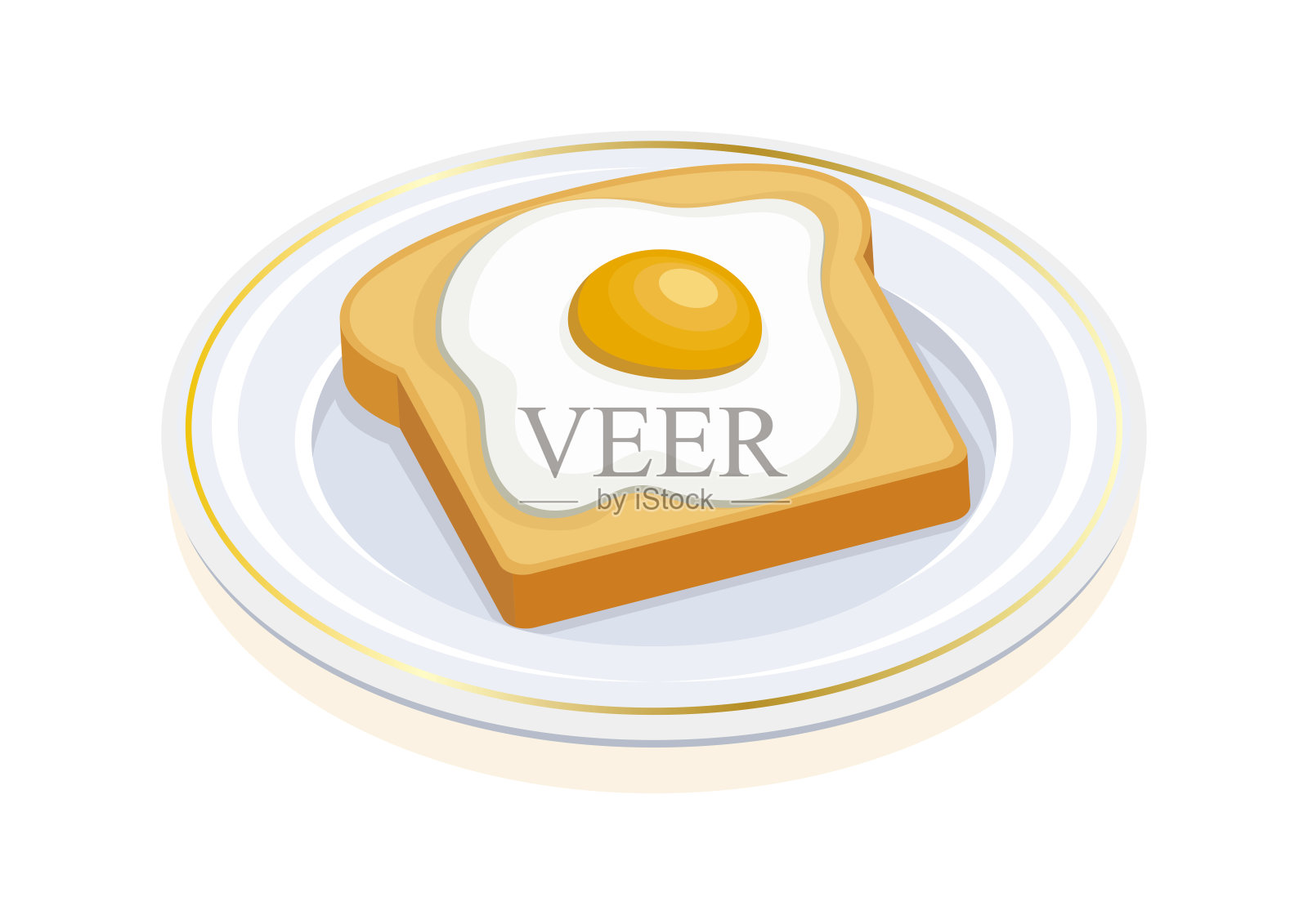 烤面包上的煎蛋图标矢量插画图片素材