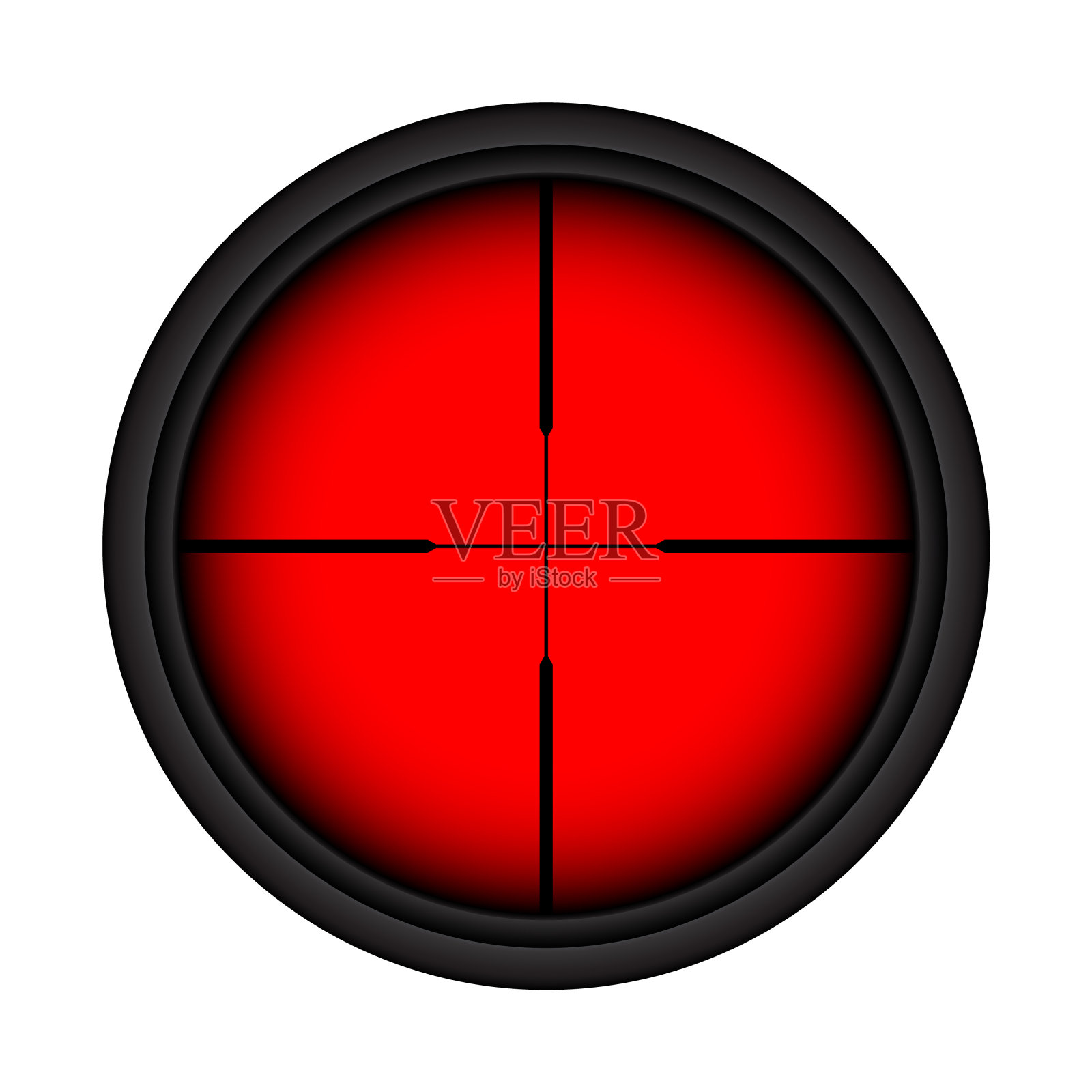 各种武器热红外瞄准具，狙击步枪光学瞄准镜。带准星的猎枪取景器。瞄准，射击标记符号。军事目标标志。游戏UI元素。矢量图插画图片素材