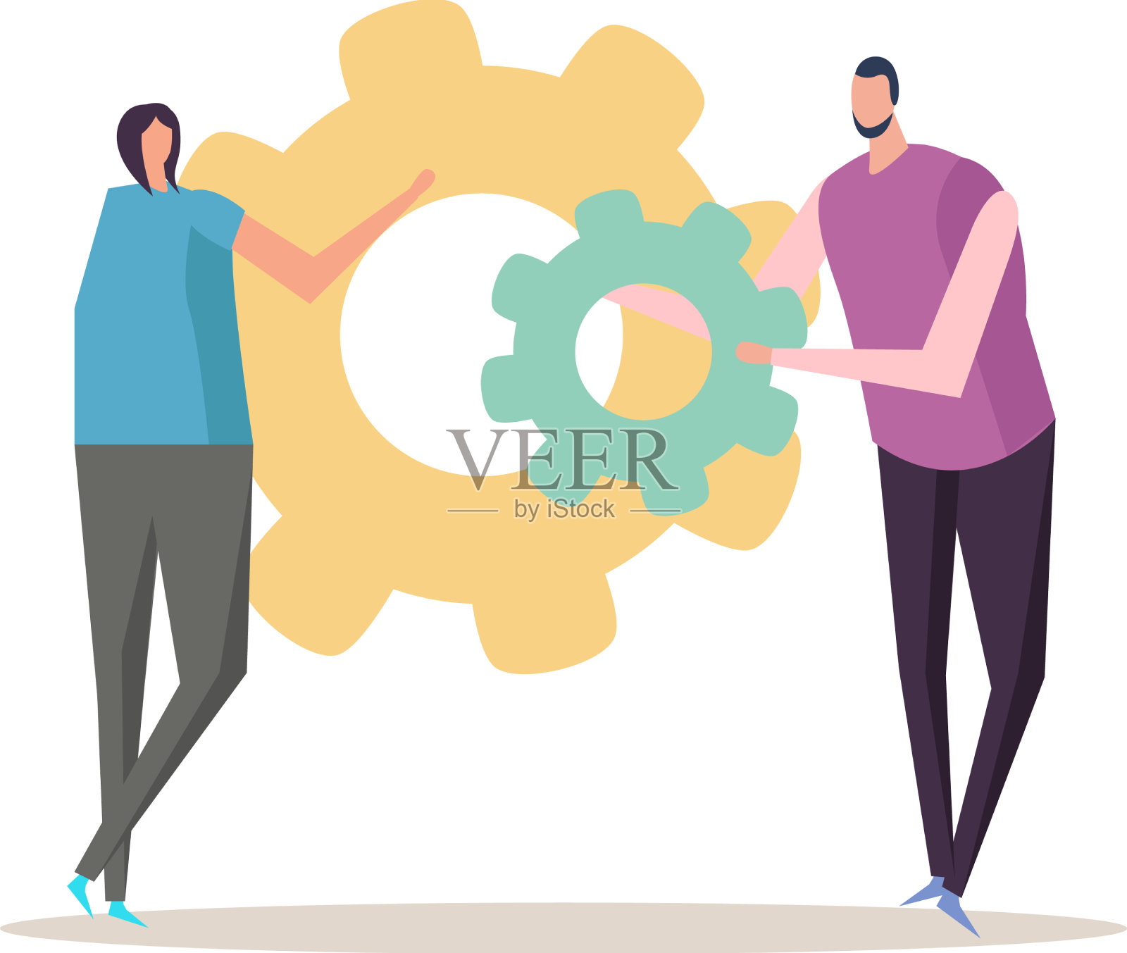 团队合作扁平化概念设计元素图片