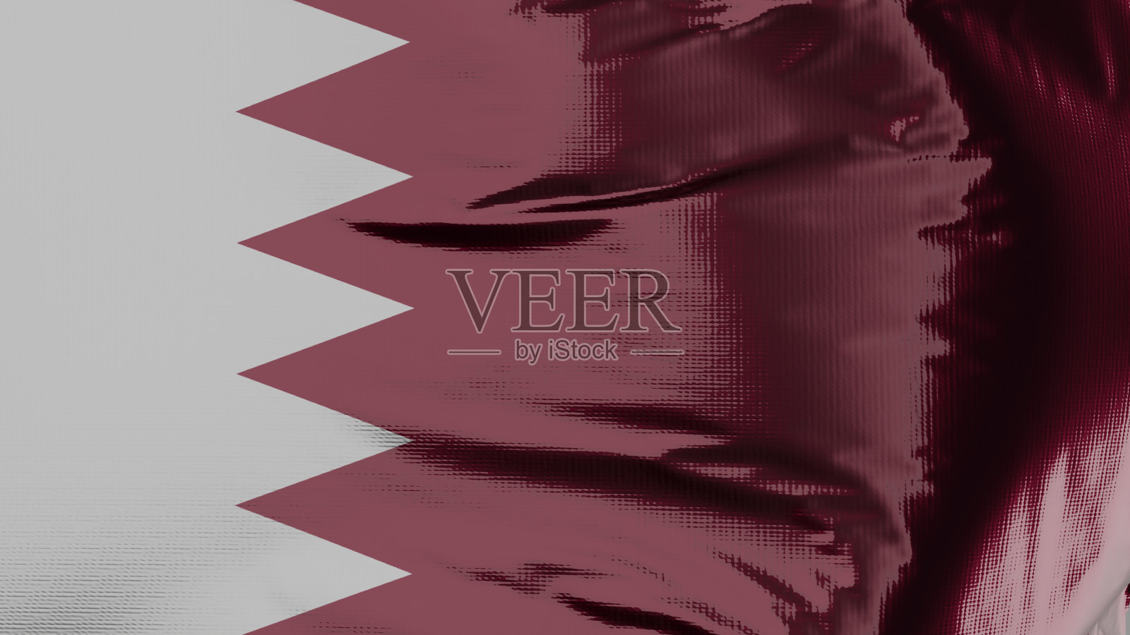 迎风飘扬的卡塔尔国旗，卡塔尔国旗飘扬，织物纹理，特写，逼真动画，3D渲染照片摄影图片