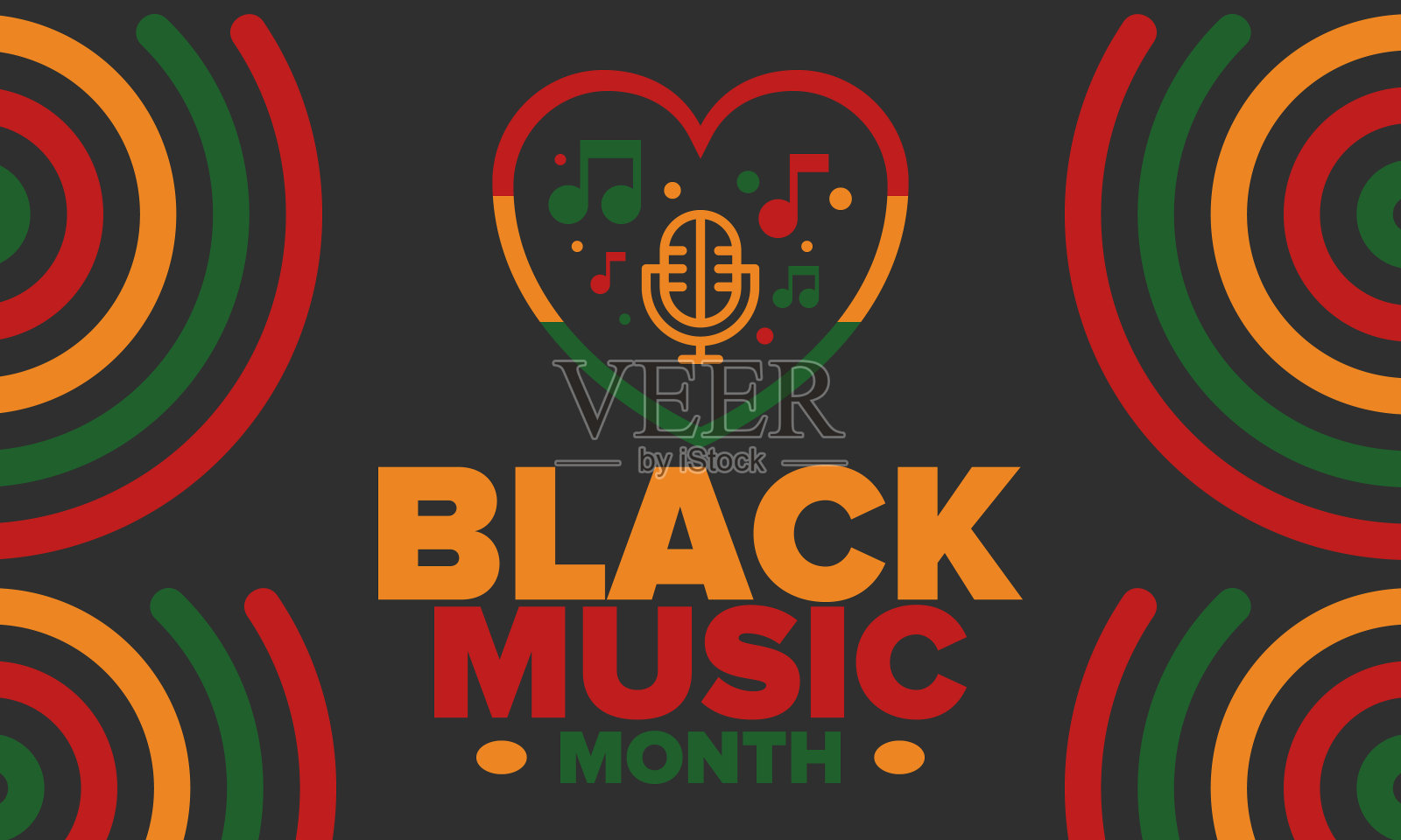 6月的黑人音乐月。非洲裔美国人音乐欣赏月。这是美国一年一度的节日。音乐的概念。海报、卡片、横幅和背景。矢量图插画图片素材