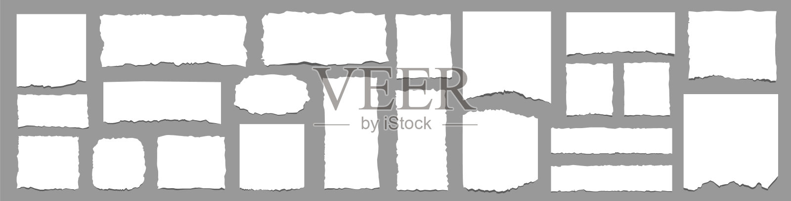 撕纸套。撕碎的文件集。平的风格。插画图片素材