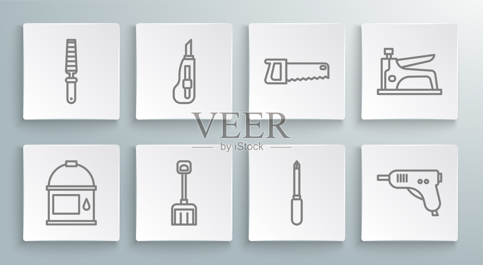 设线漆桶文具刀雪图标素材