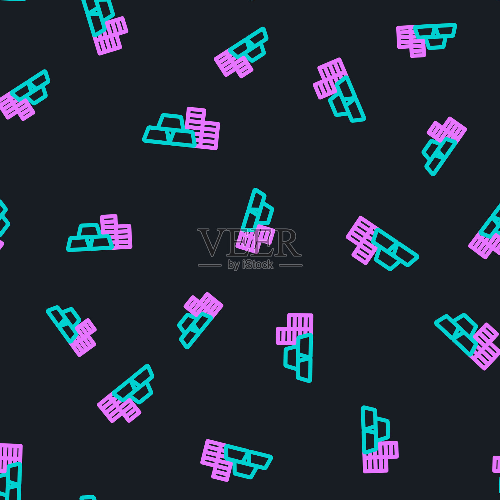 线金币与金条图标隔离插画图片素材