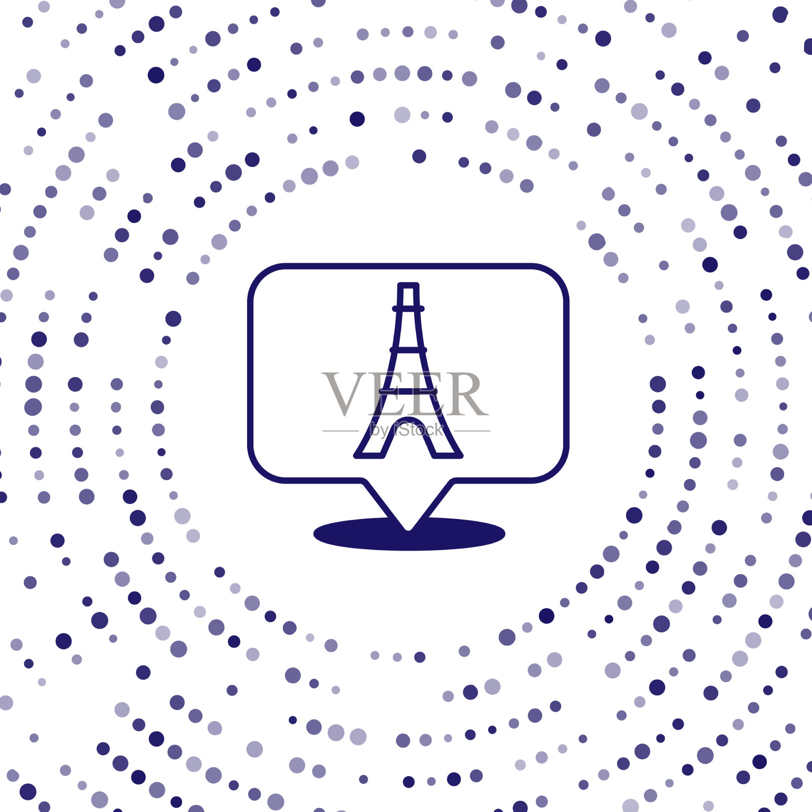 蓝色埃菲尔铁塔的图标孤立在白色上插画图片素材