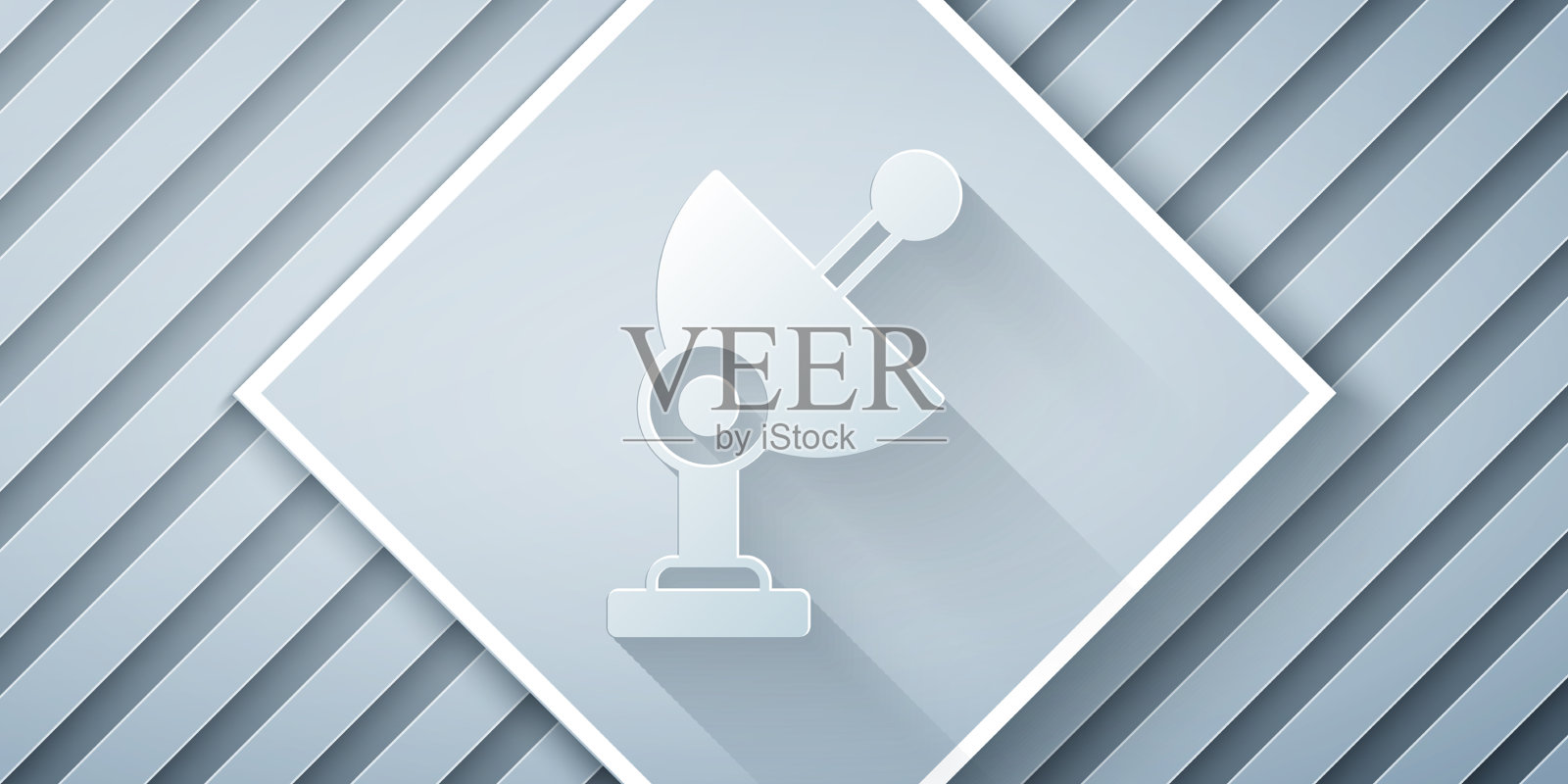 剪纸雷达图标孤立在灰色背景插画图片素材