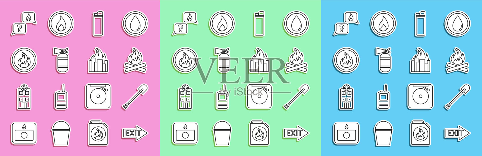 设置线火出口铲篝火打火机图标素材