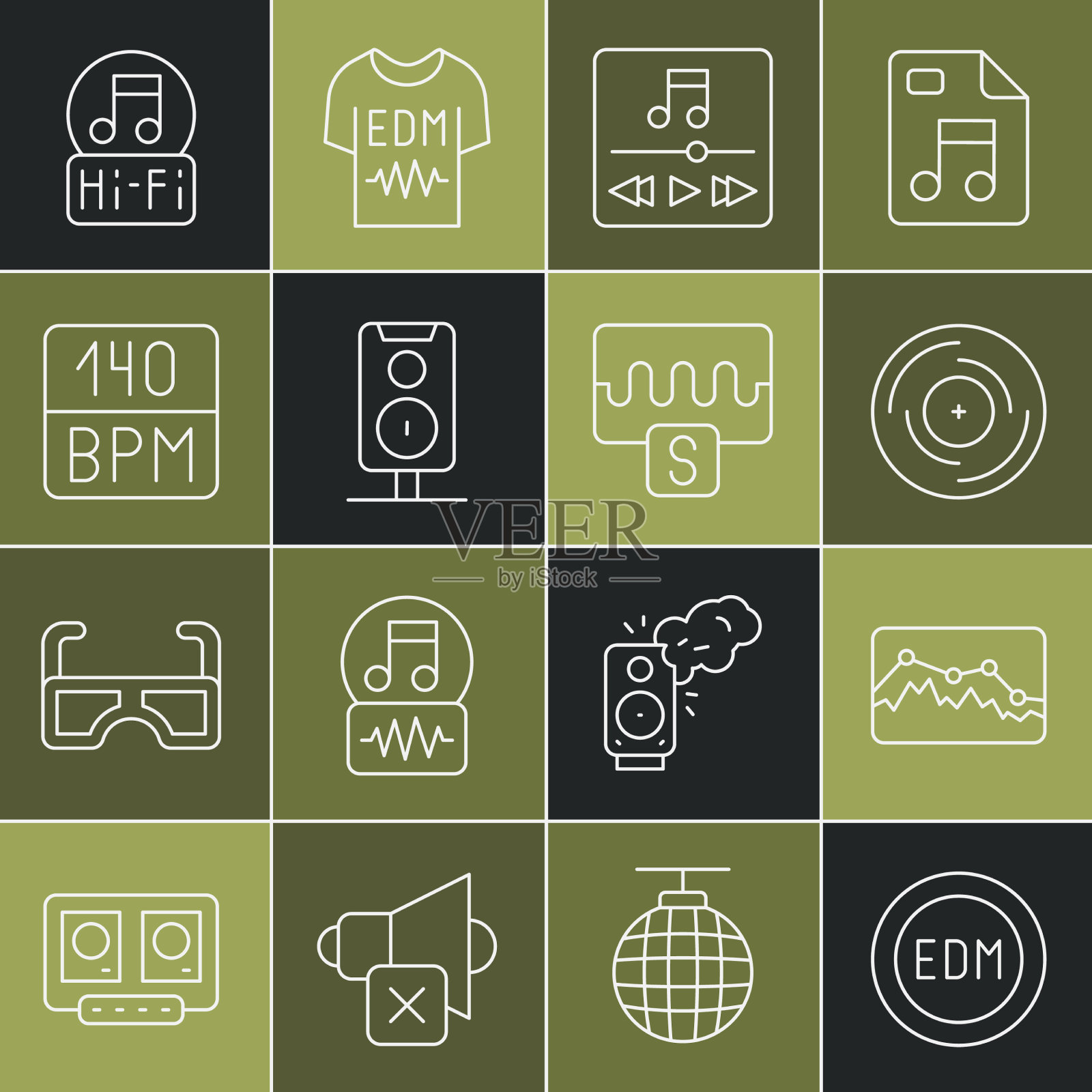 设定线上edm电子舞曲音乐波图标素材