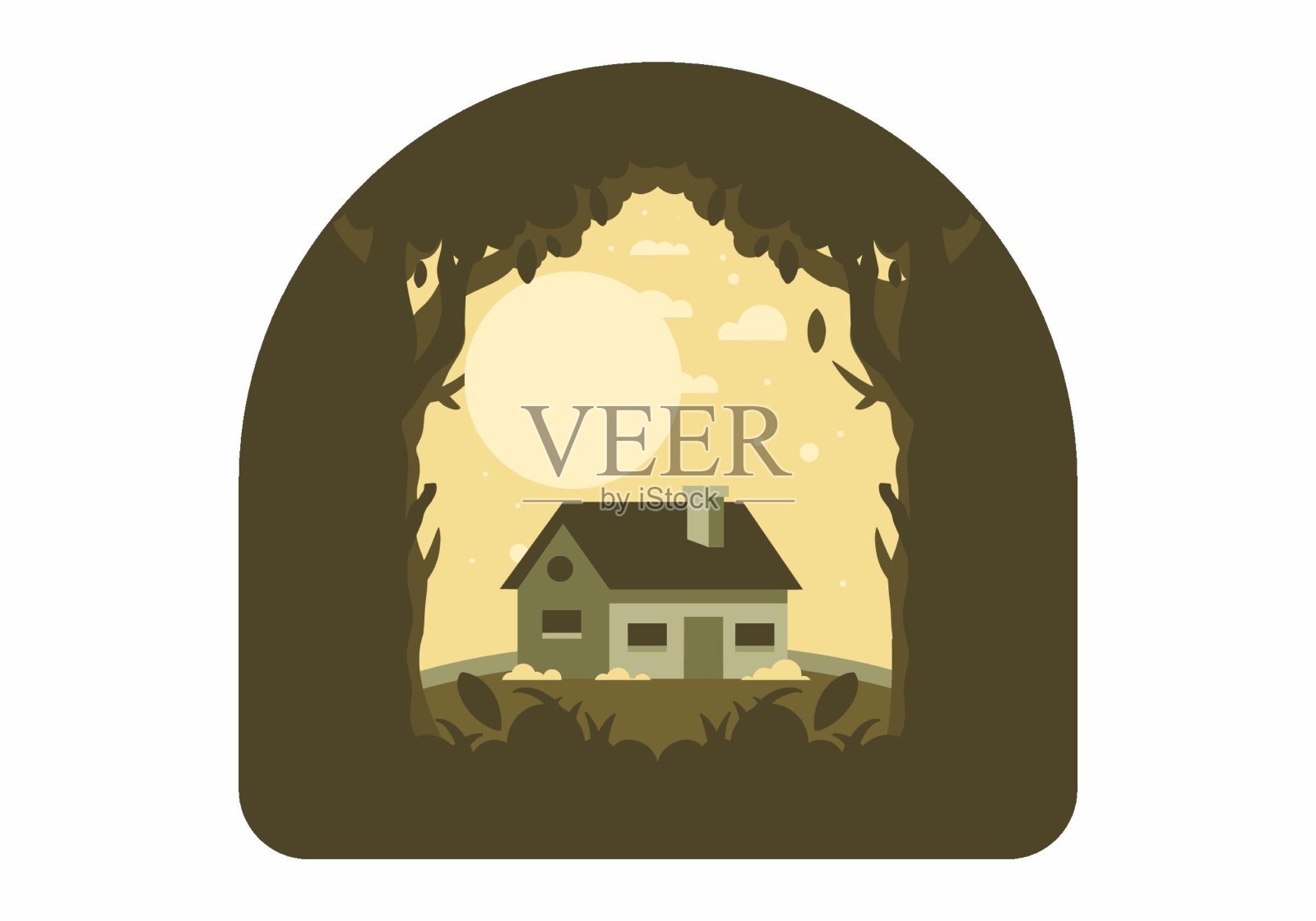 一个简单的房子的彩色平面插图插画图片素材