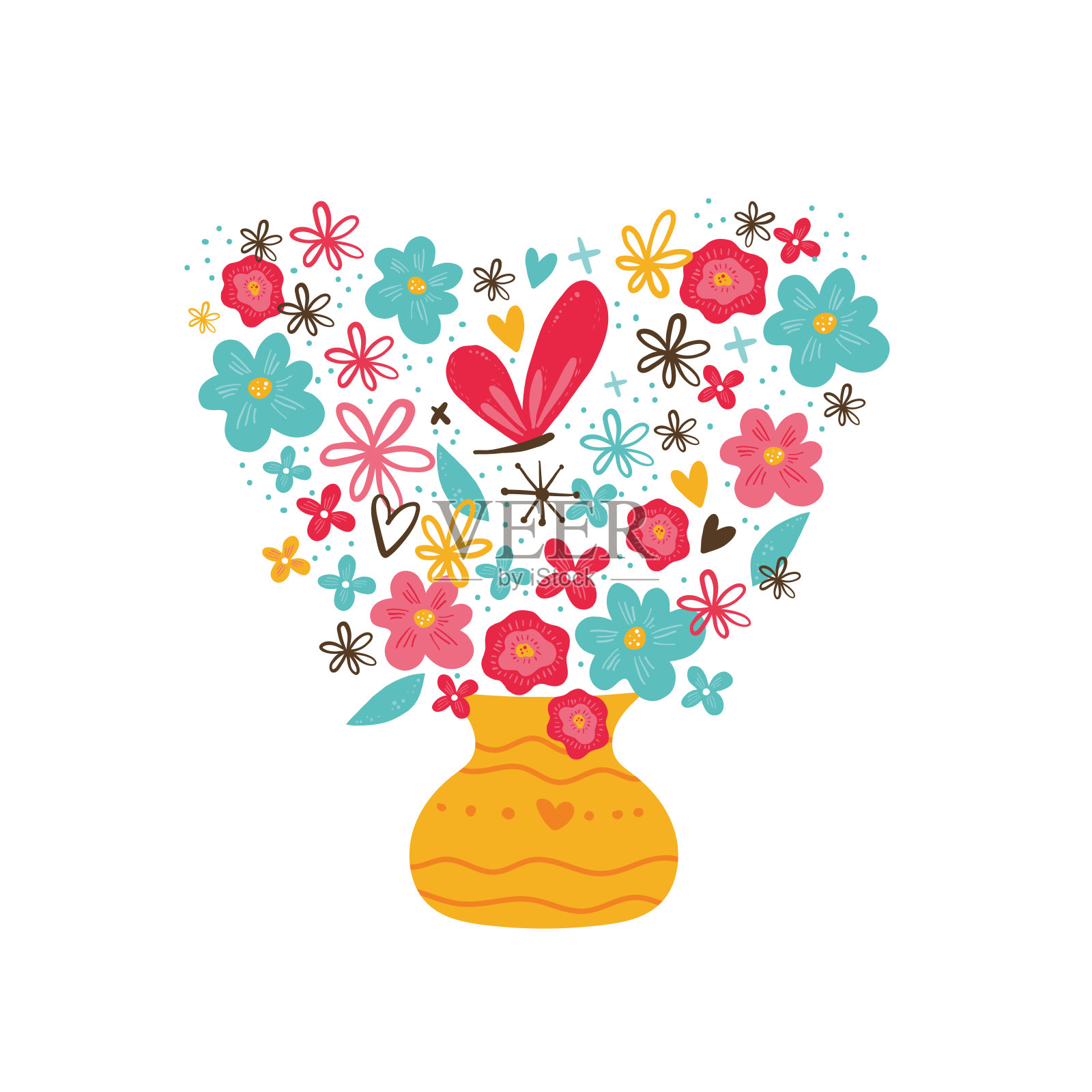 心形的花束插画图片素材