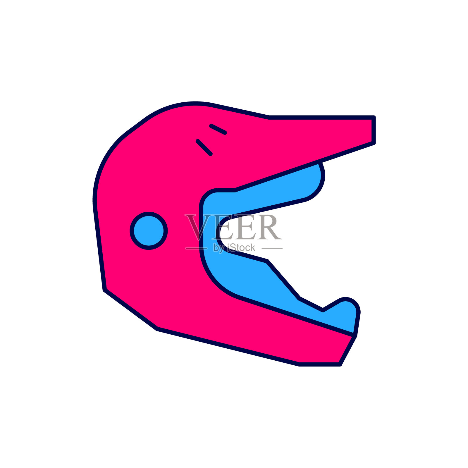 填充轮廓摩托车越野摩托车头盔图标孤立的白色背景。向量插画图片素材