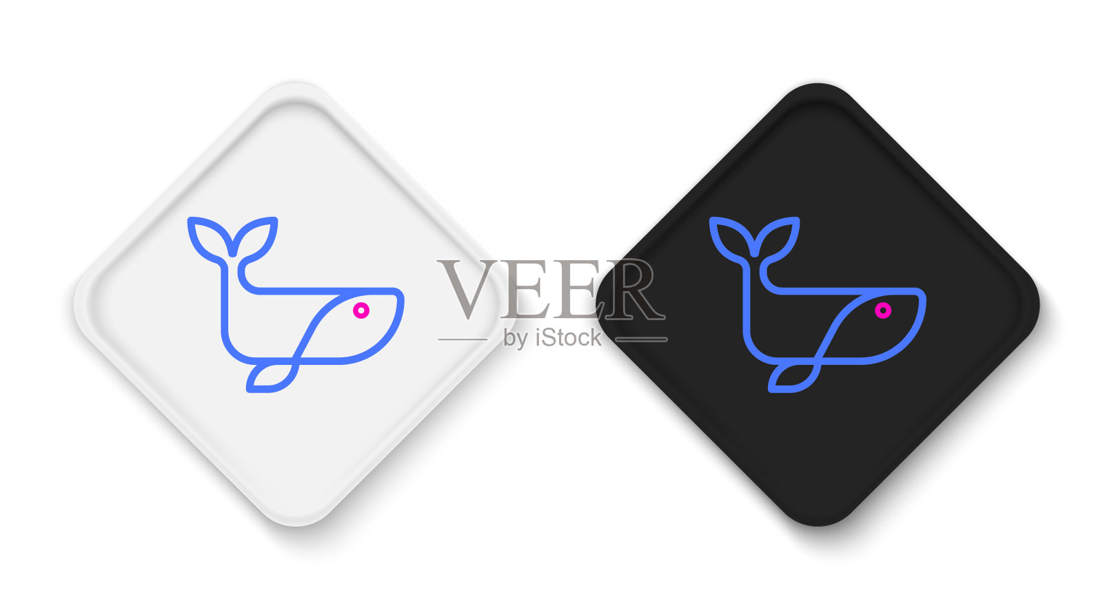 线鲸图标孤立的白色背景。色彩缤纷的轮廓概念。向量图标素材