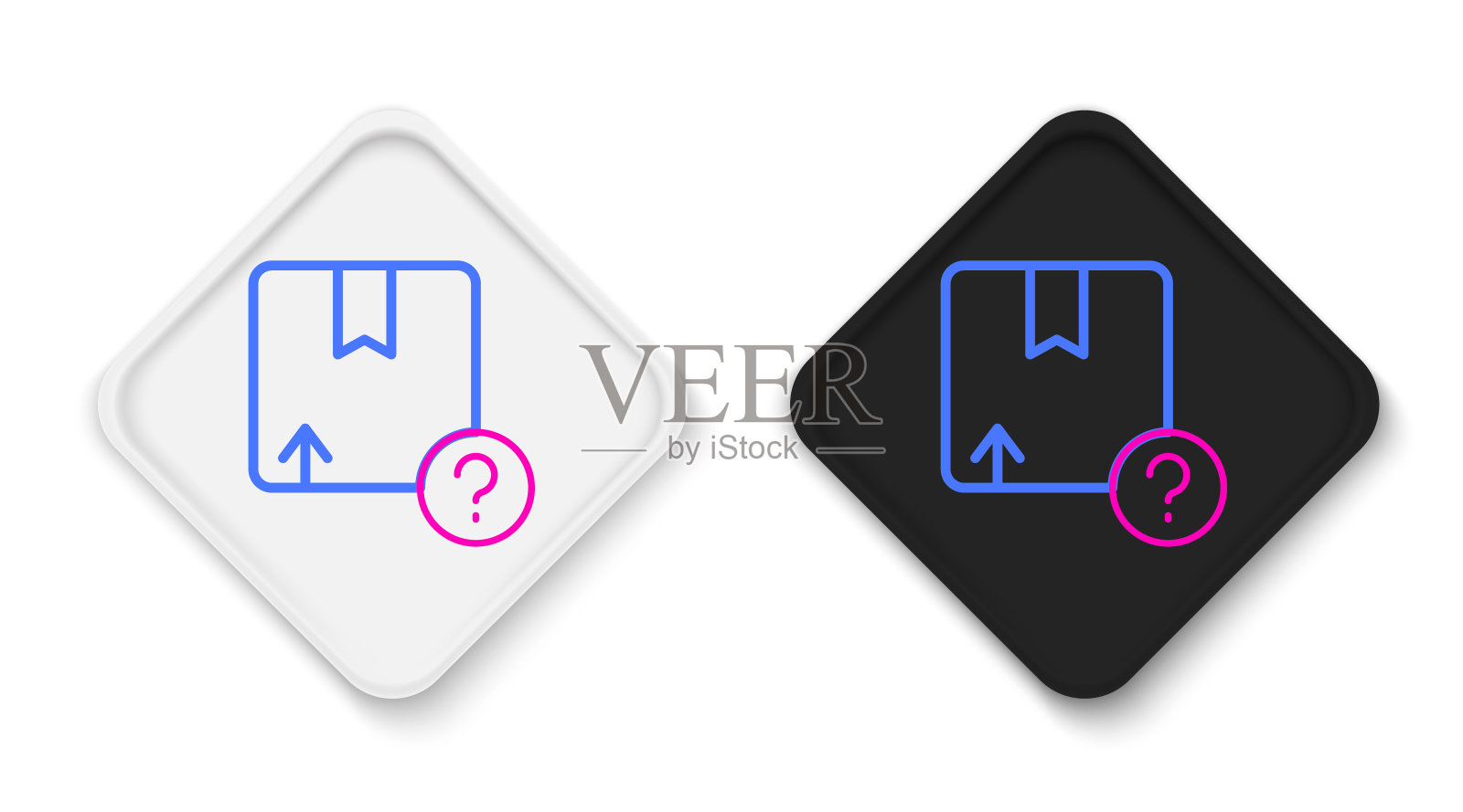 线纸箱纸箱图标孤立的白色背景。盒子、包装、包裹标志。运输和包装。色彩缤纷的轮廓概念。向量图标素材