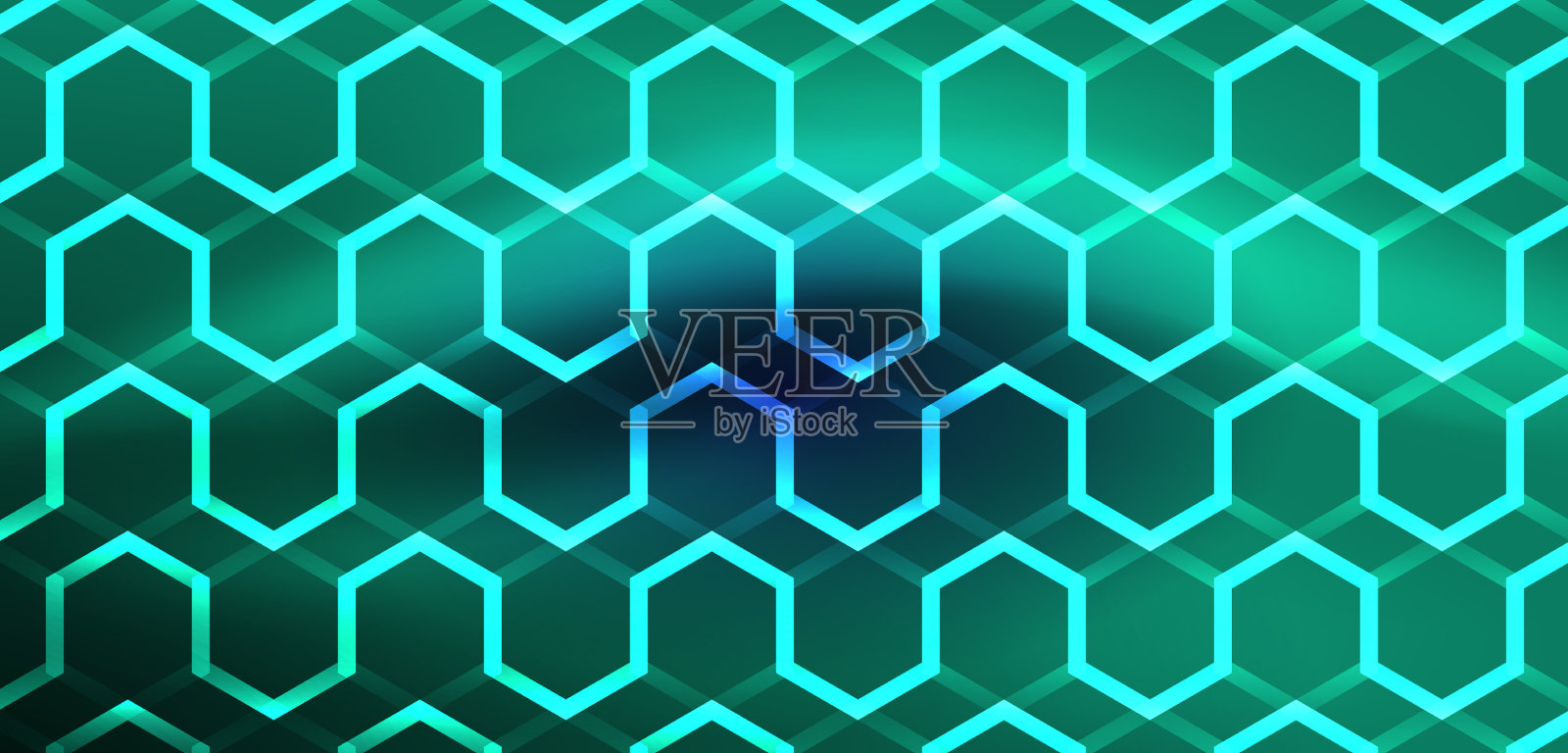 六边形抽象背景技术发光霓虹灯插画图片素材