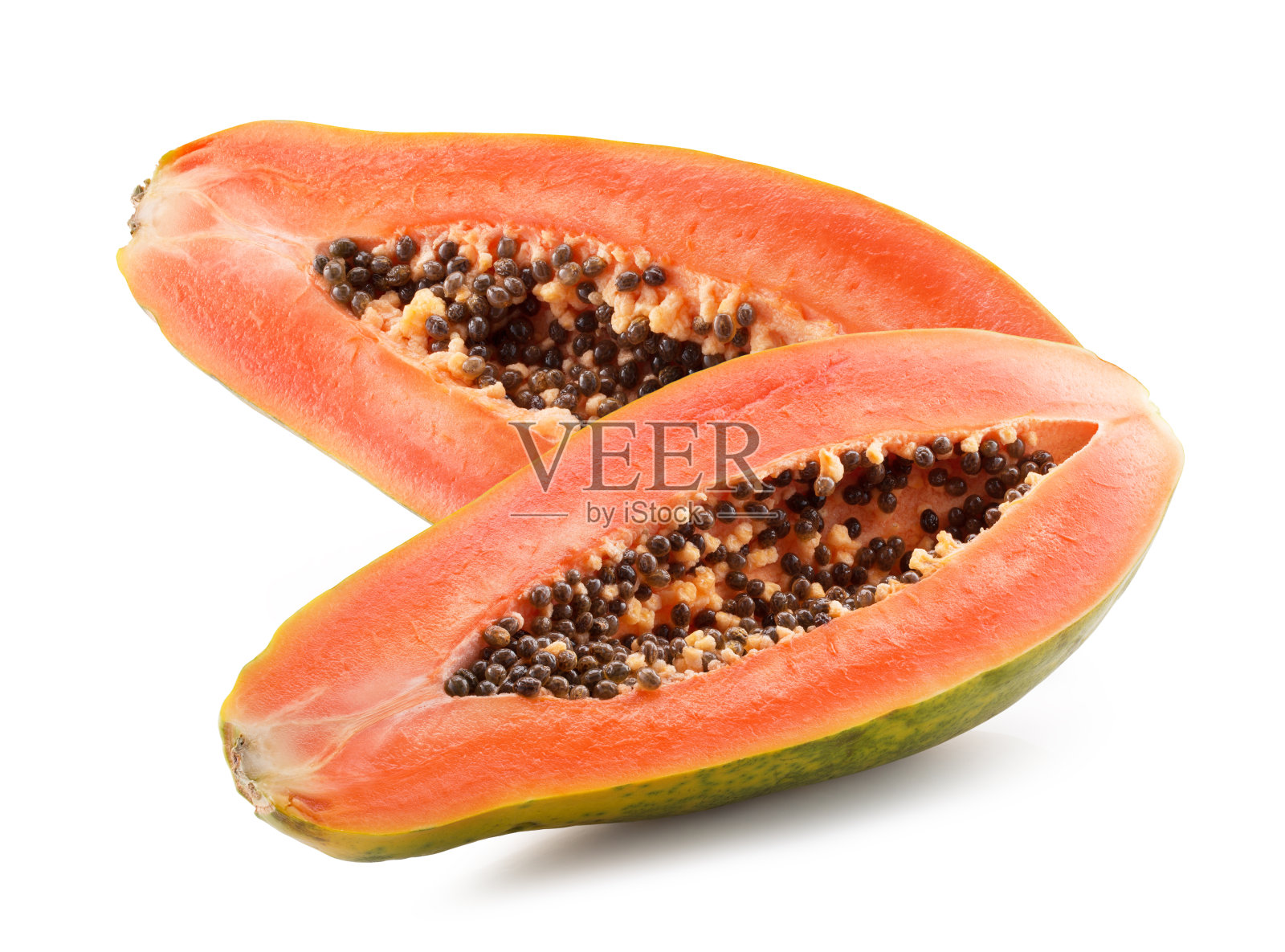 在白色背景上孤立的木瓜照片摄影图片