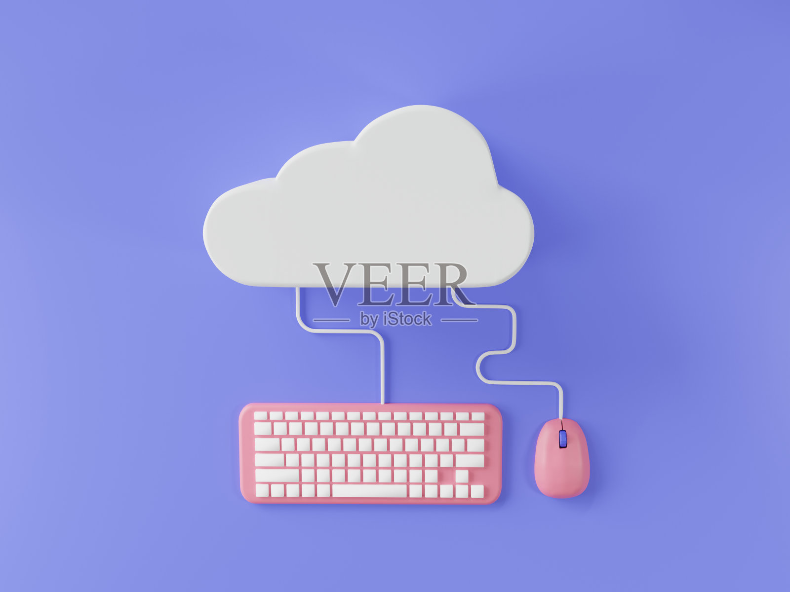 云计算技术与计算机。网络数据存储，应用程序将数据传输到服务器，云存储，基于web的云，数据管理概念。三维图标渲染图照片摄影图片