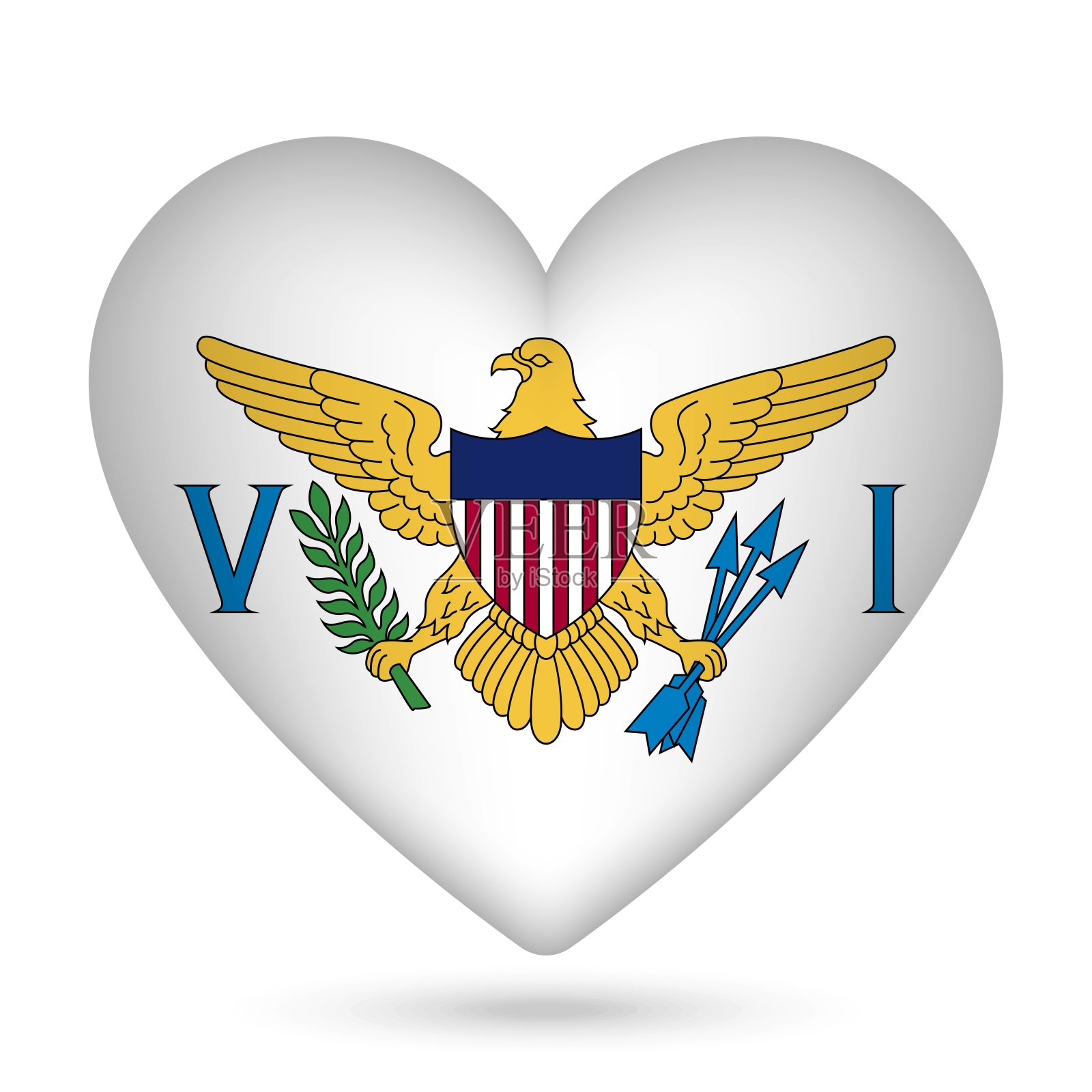 心形的维尔京群岛旗帜。矢量插图。插画图片素材