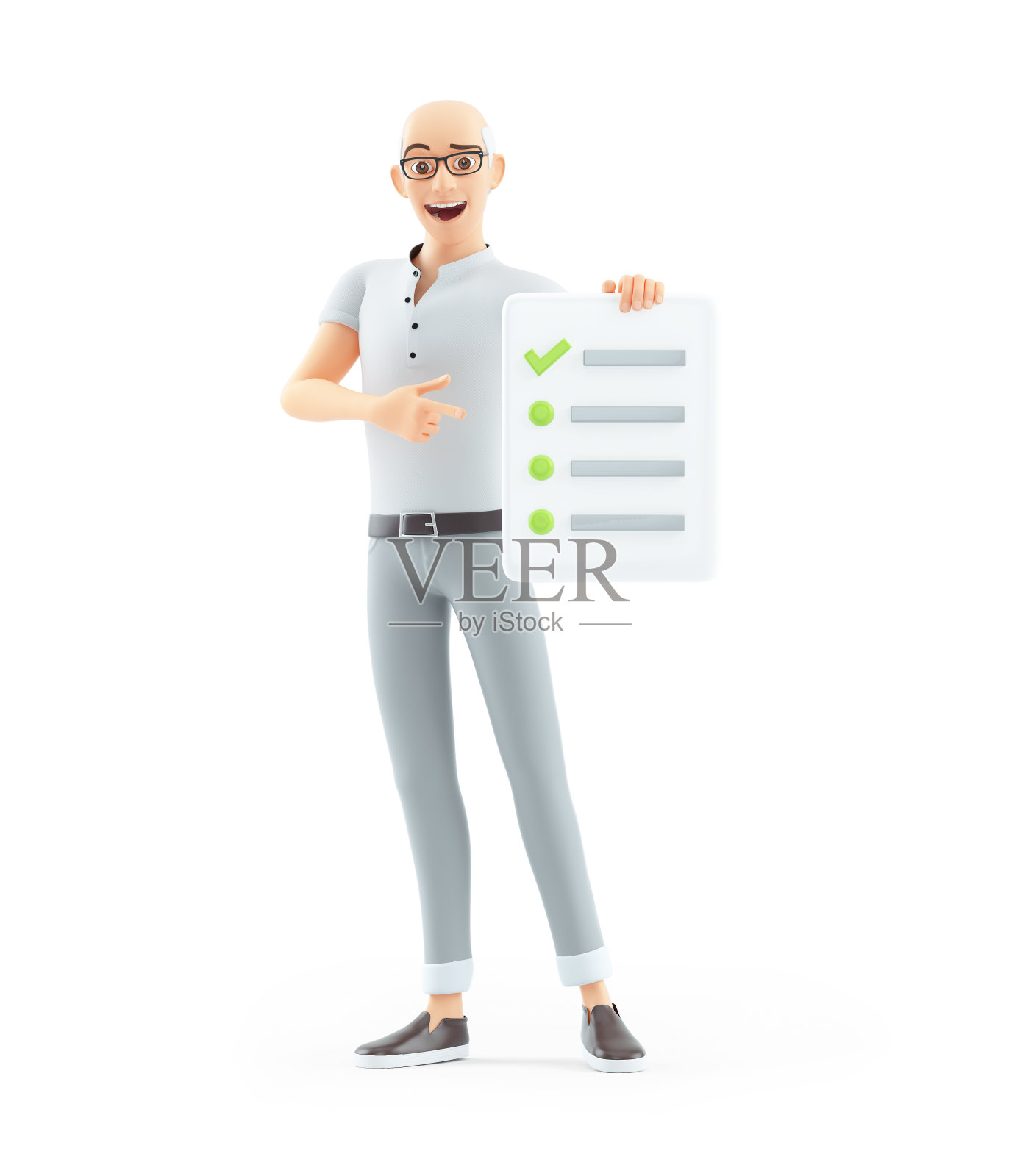 3d老年人员指着检查表照片摄影图片