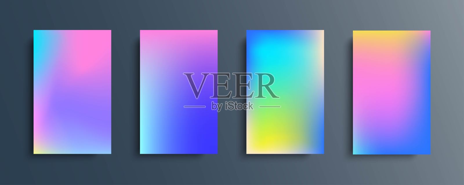 一组矢量渐变背景在明亮的颜色。插画图片素材