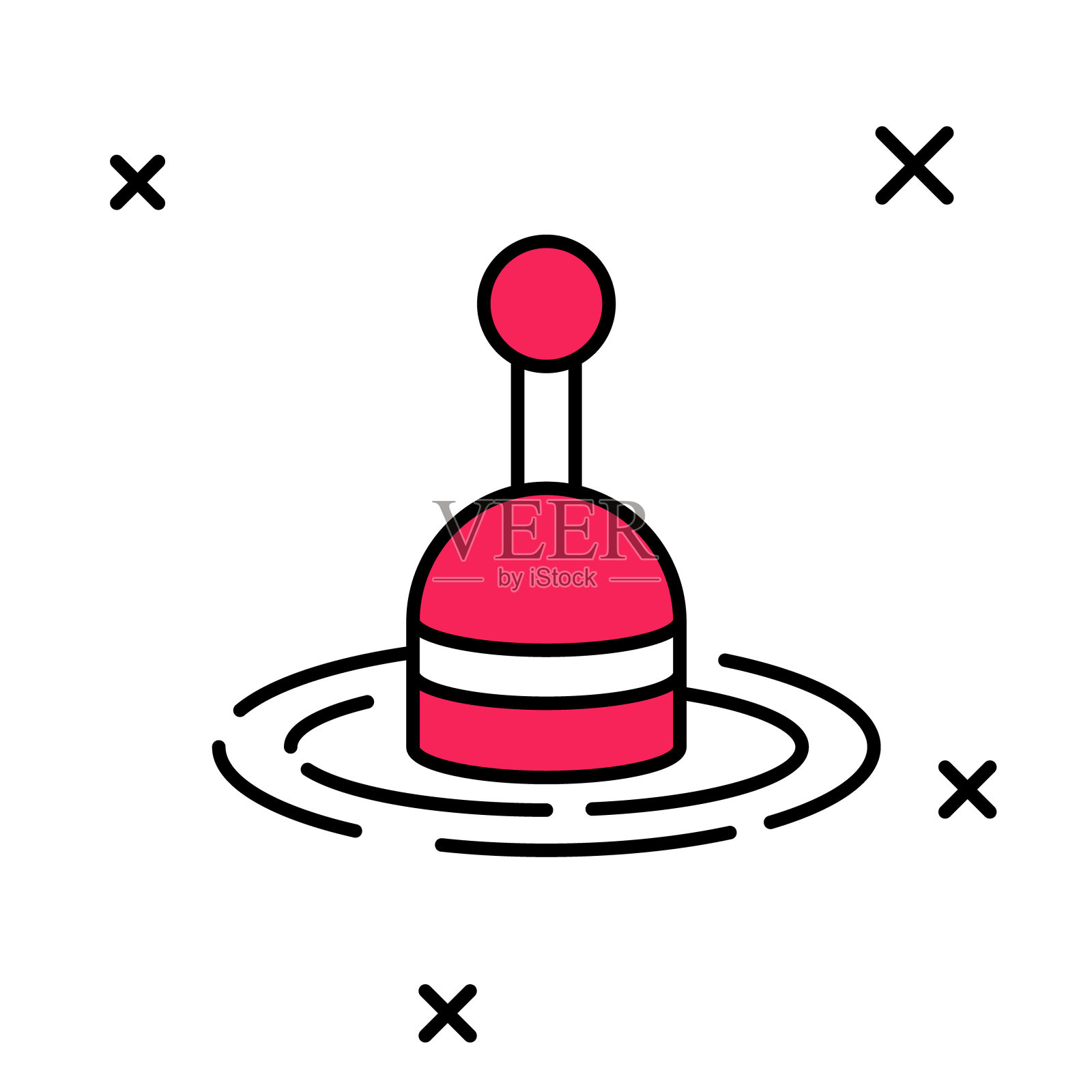 钓鱼浮在水中图标孤立的白色背景。渔具。向量图标素材