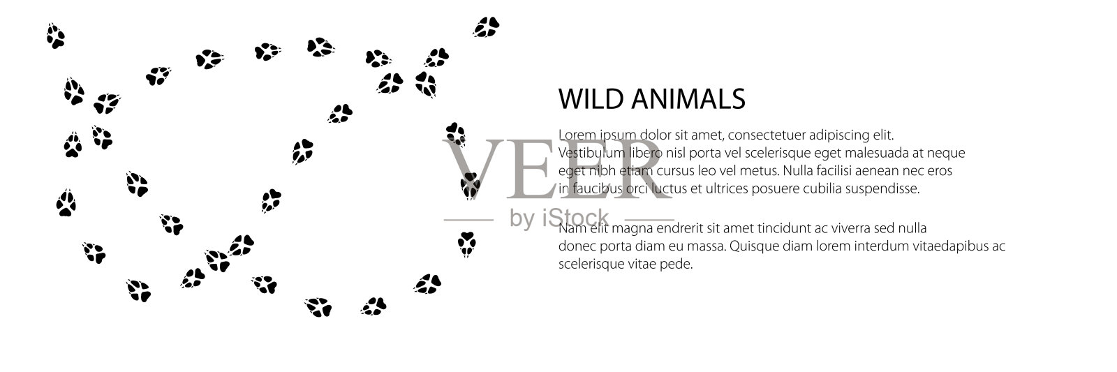 森林动物旗帜的痕迹插画图片素材