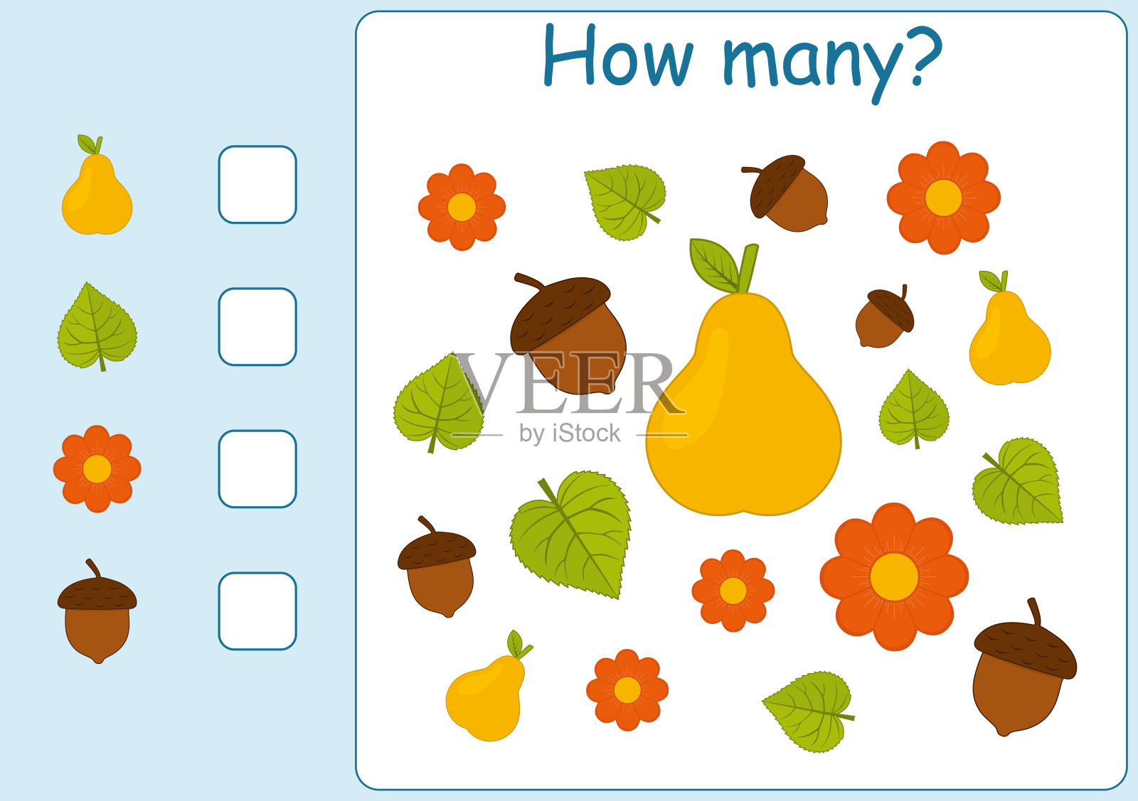 我为孩子们做间谍游戏。有多少水果和蔬菜?插画图片素材